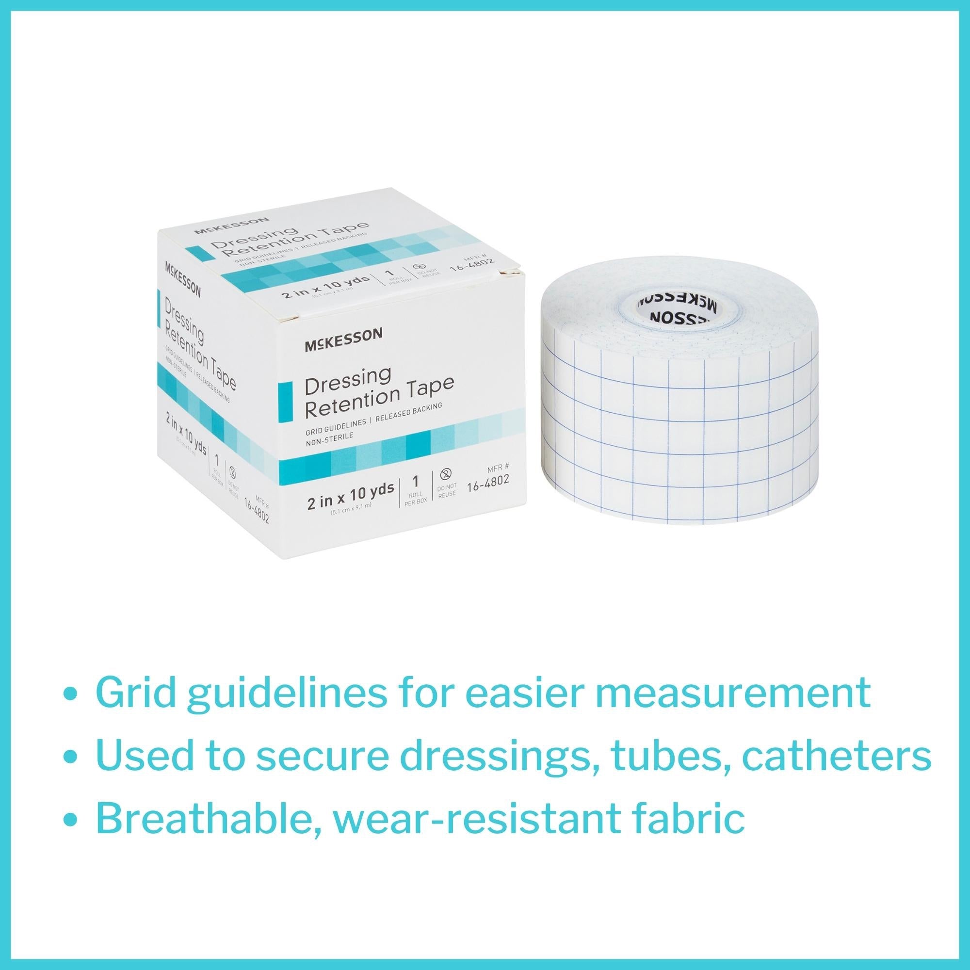 Water Resistant Dressing Retention Tape with Liner McKesson White 2 Inch X 10 Yard Nonwoven / Printed Release Paper NonSterile, Packaging Type- Case
