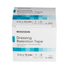 Water Resistant Dressing Retention Tape with Liner McKesson White 2 Inch X 10 Yard Nonwoven / Printed Release Paper NonSterile, Packaging Type- Case