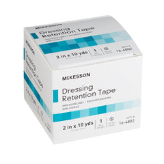 Water Resistant Dressing Retention Tape with Liner McKesson White 2 Inch X 10 Yard Nonwoven / Printed Release Paper NonSterile, Packaging Type- Case