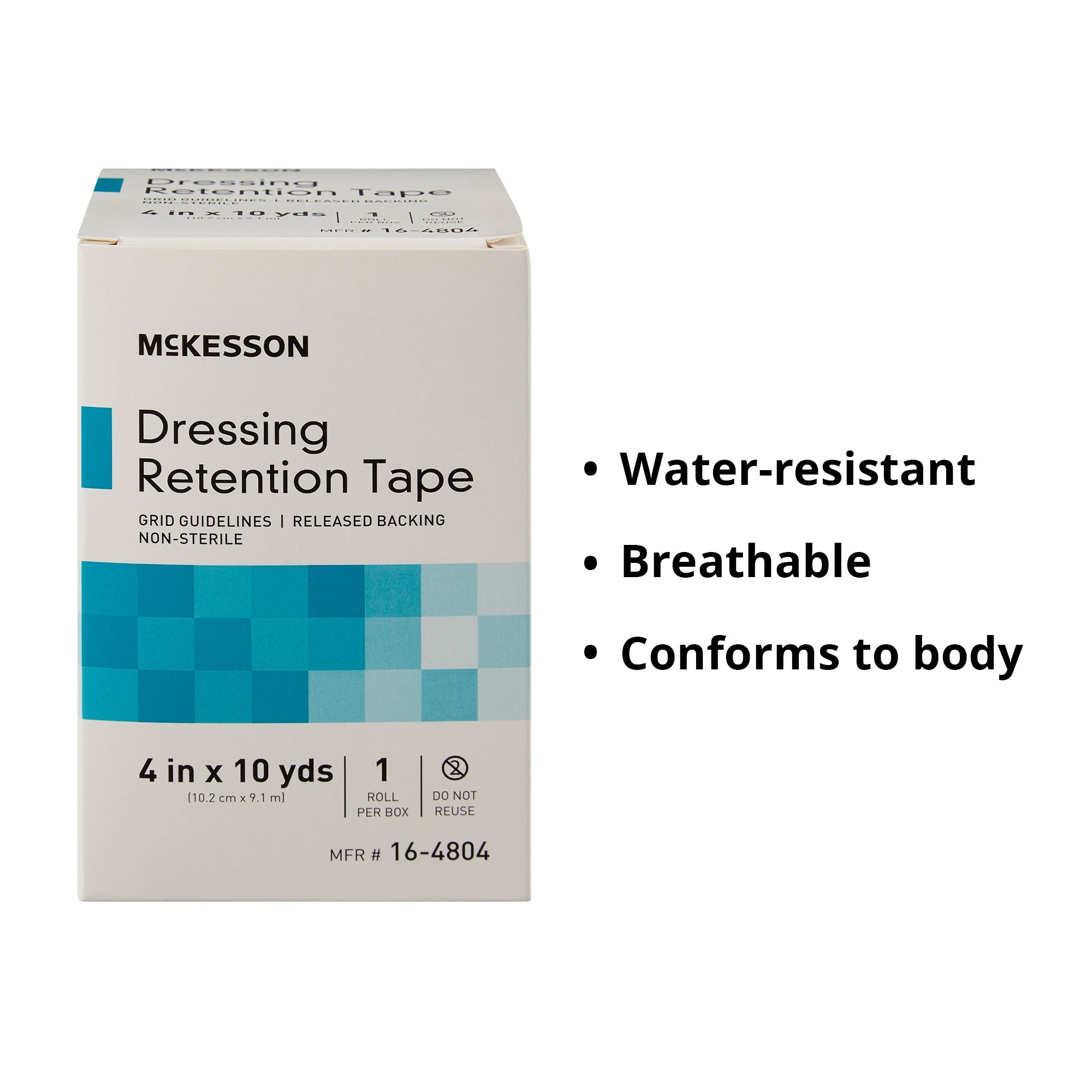 Water Resistant Dressing Retention Tape with Liner McKesson White 4 Inch X 10 Yard Nonwoven / Printed Release Paper NonSterile