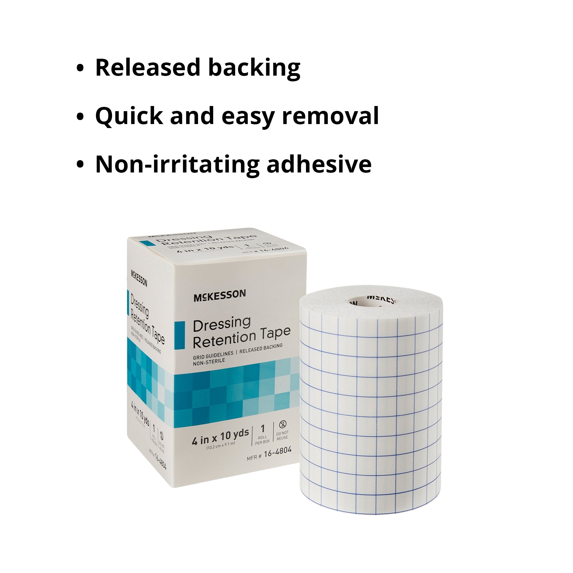 Water Resistant Dressing Retention Tape with Liner McKesson White 4 Inch X 10 Yard Nonwoven / Printed Release Paper NonSterile