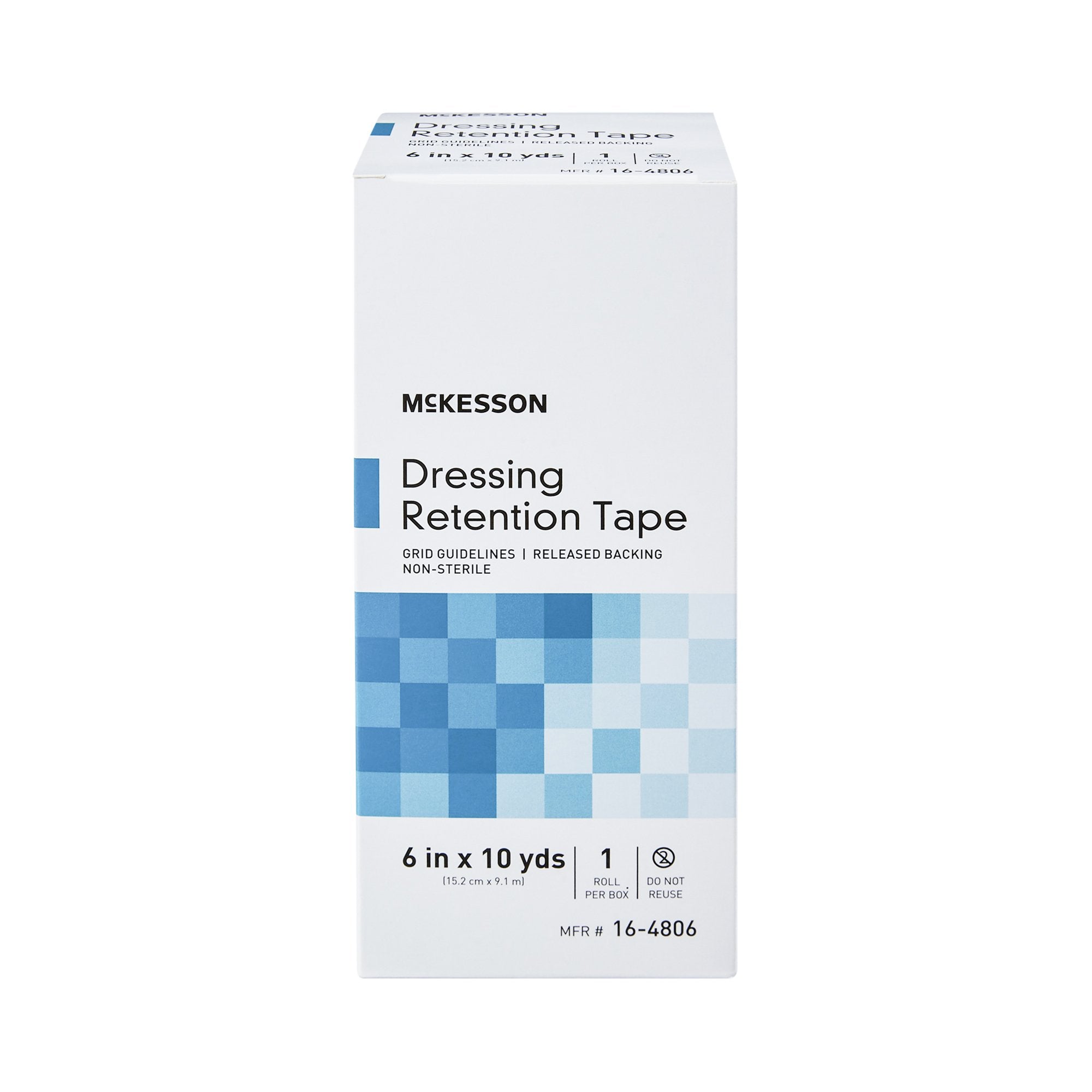 Water Resistant Dressing Retention Tape with Liner McKesson White 6 Inch X 10 Yard Nonwoven / Printed Release Paper NonSterile, Packaging Type- Case