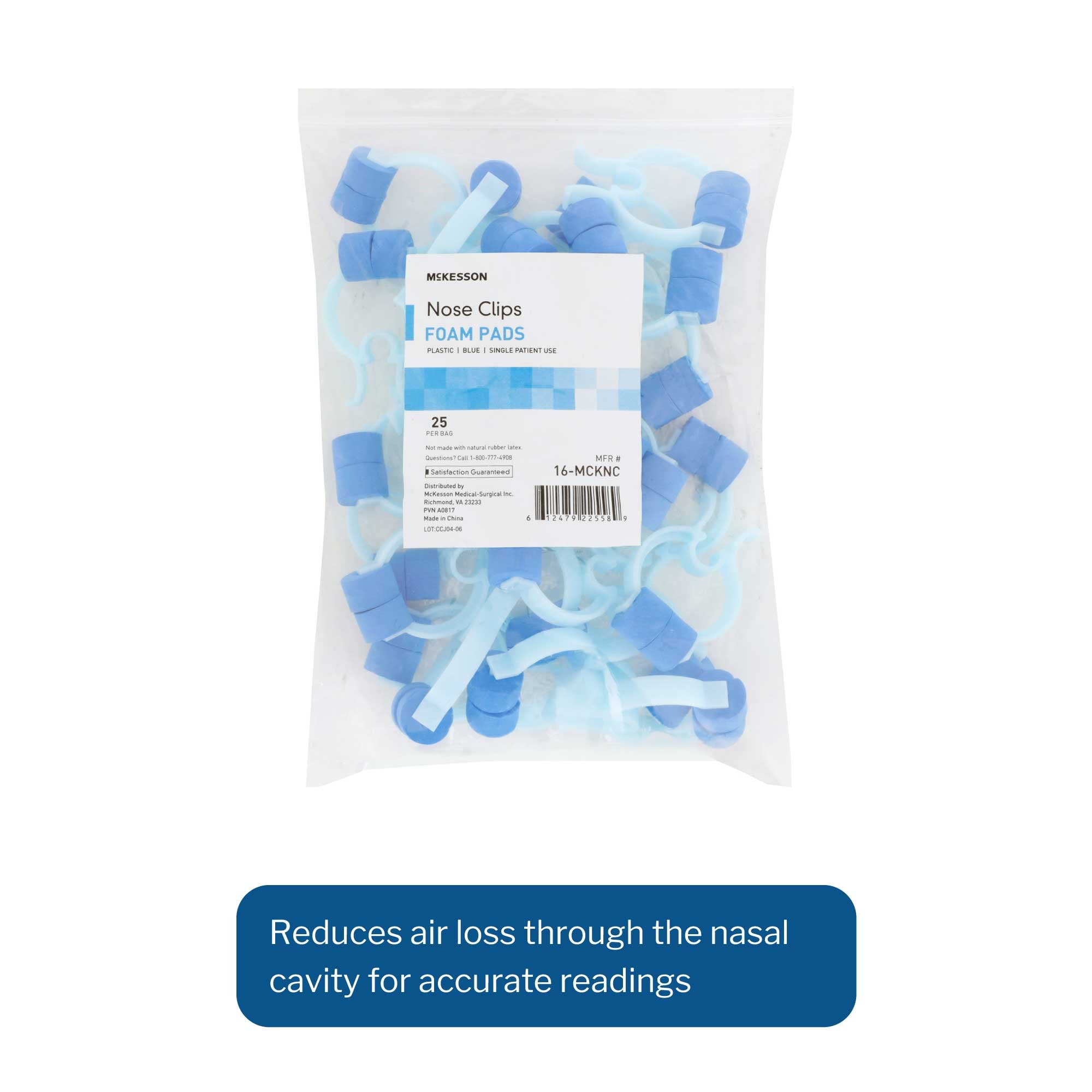 Nose Clip McKesson Foam, Disposable, Blue Plastic For Spirometer, Packaging Type- Case
