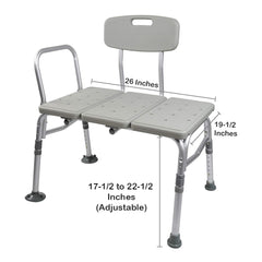 McKesson Knocked Down Bath Transfer Bench Removable Arm Rail 17-1/2 to 22-1/2 Inch Seat Height 400 lbs. Weight Capacity, Packaging Type- Case