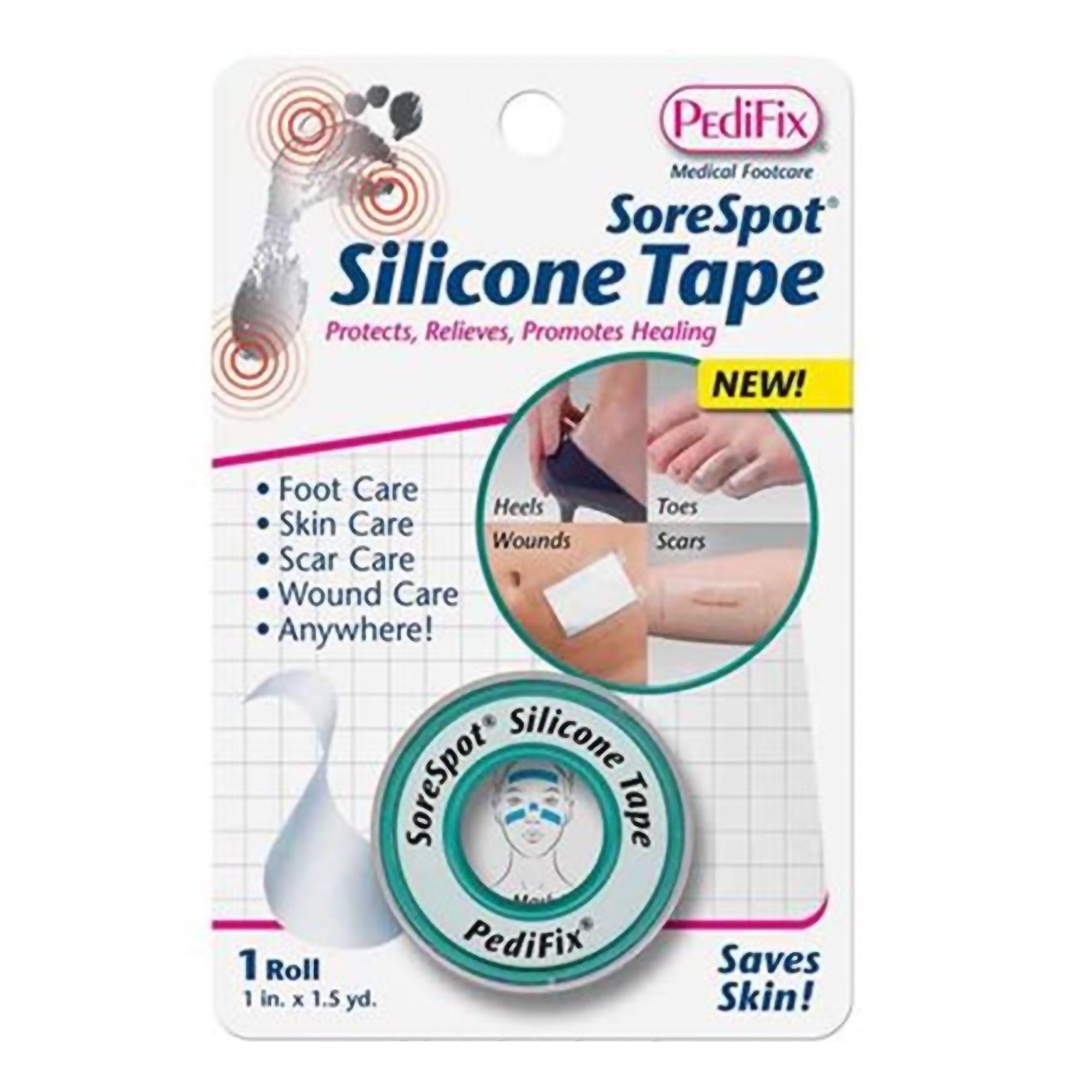 Waterproof Medical Tape Sore Spot White 1 Inch X 1-1/2 Yard Silicone NonSterile,  Packaging Type- Each