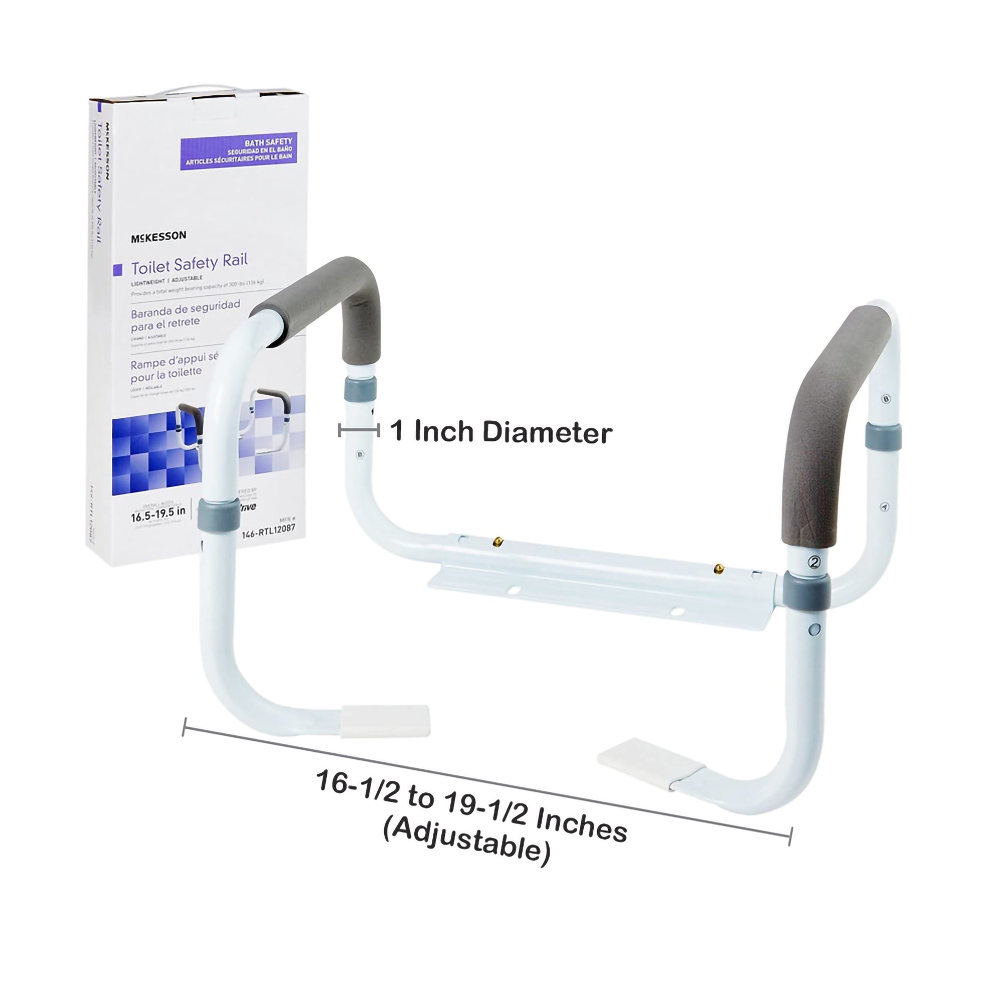 Toilet Safety Rail McKesson White Steel, Packaging Type- Case