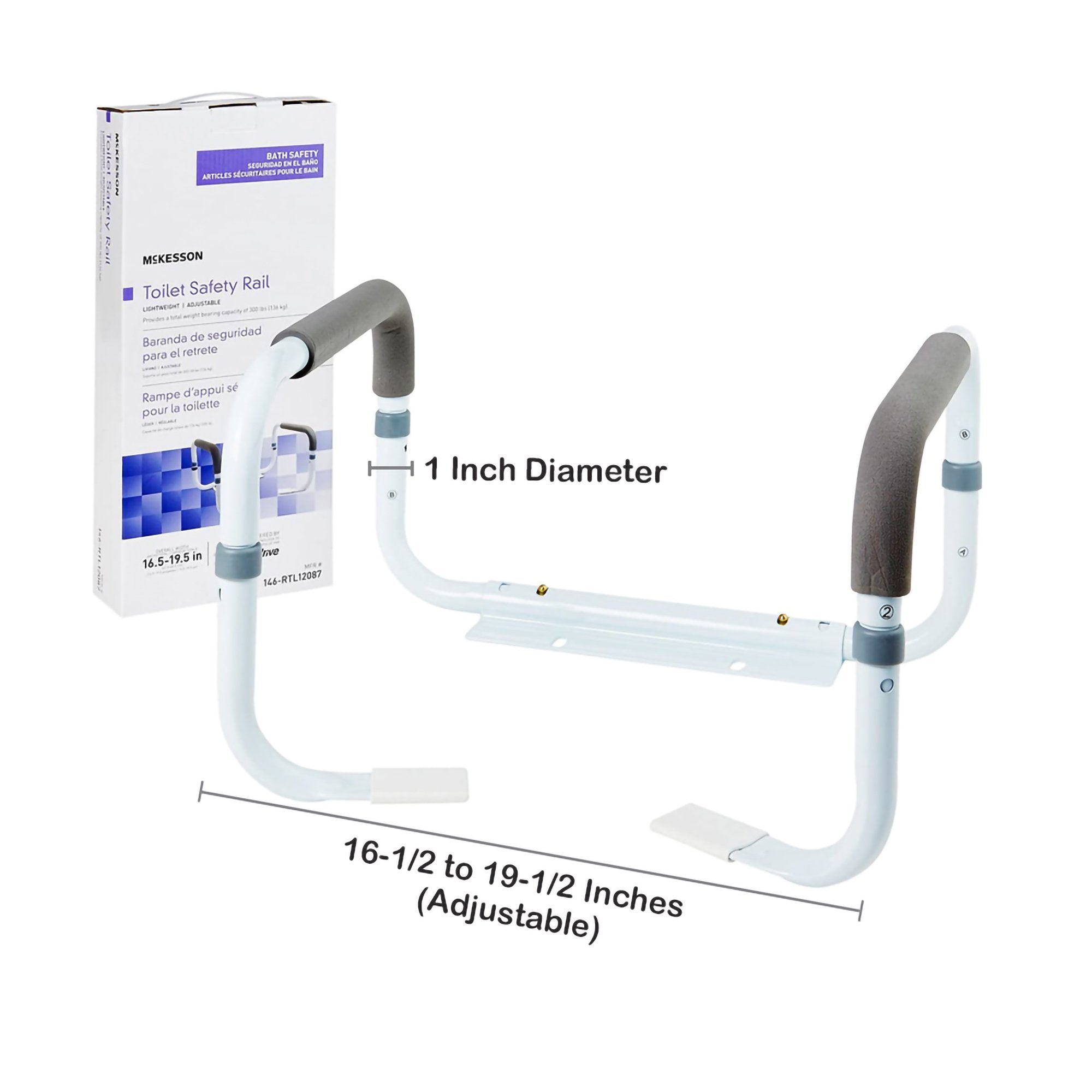 Toilet Safety Rail McKesson White Steel, Packaging Type- Each