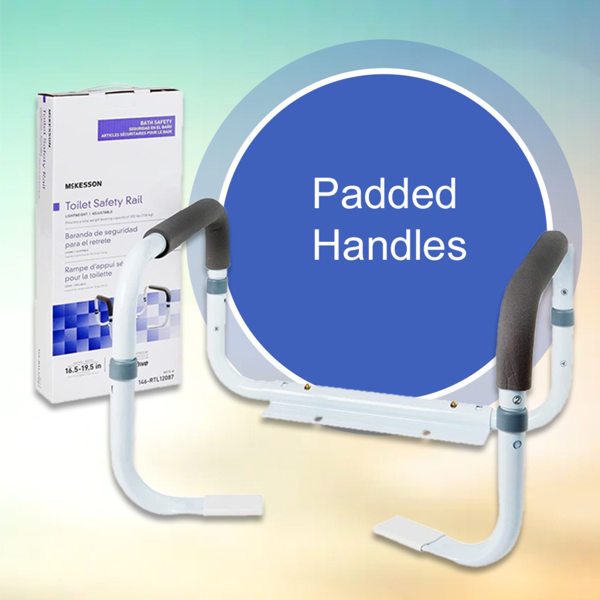 Toilet Safety Rail McKesson White Steel, Packaging Type- Case