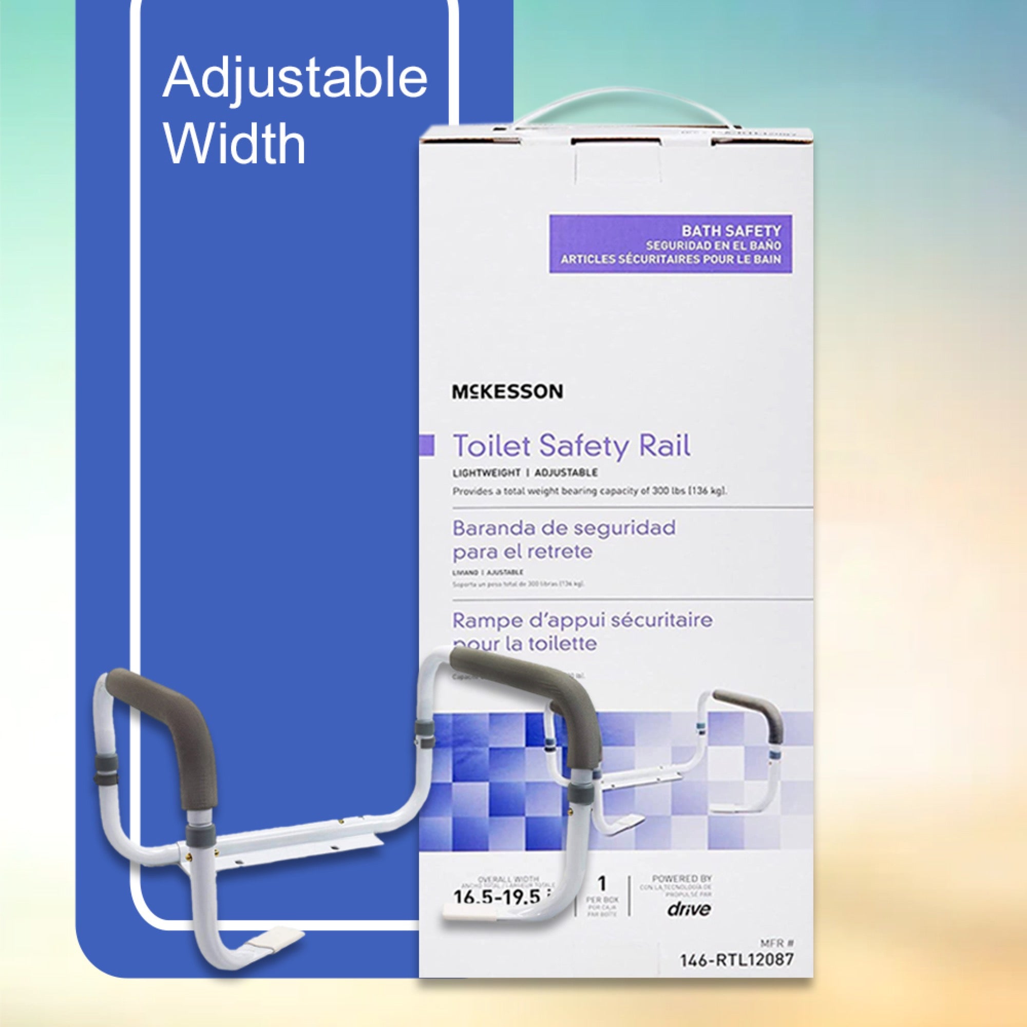 Toilet Safety Rail McKesson White Steel, Packaging Type- Case
