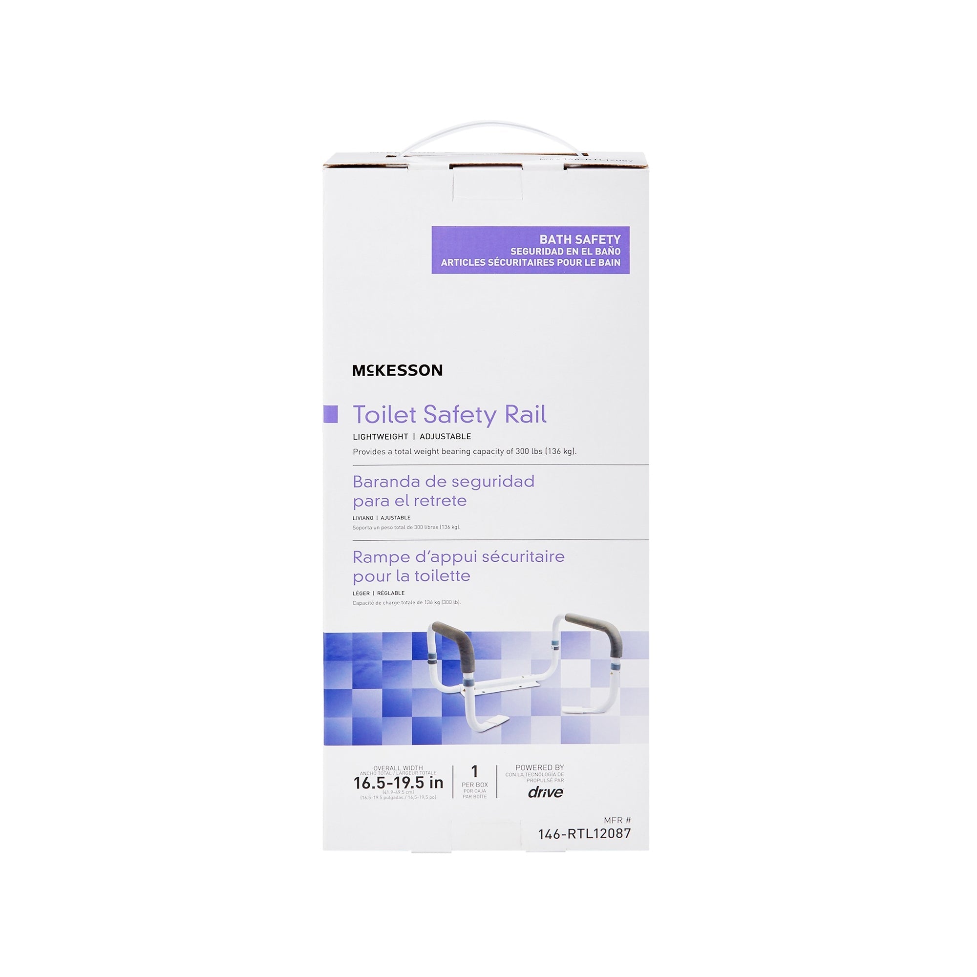 Toilet Safety Rail McKesson White Steel, Packaging Type- Case