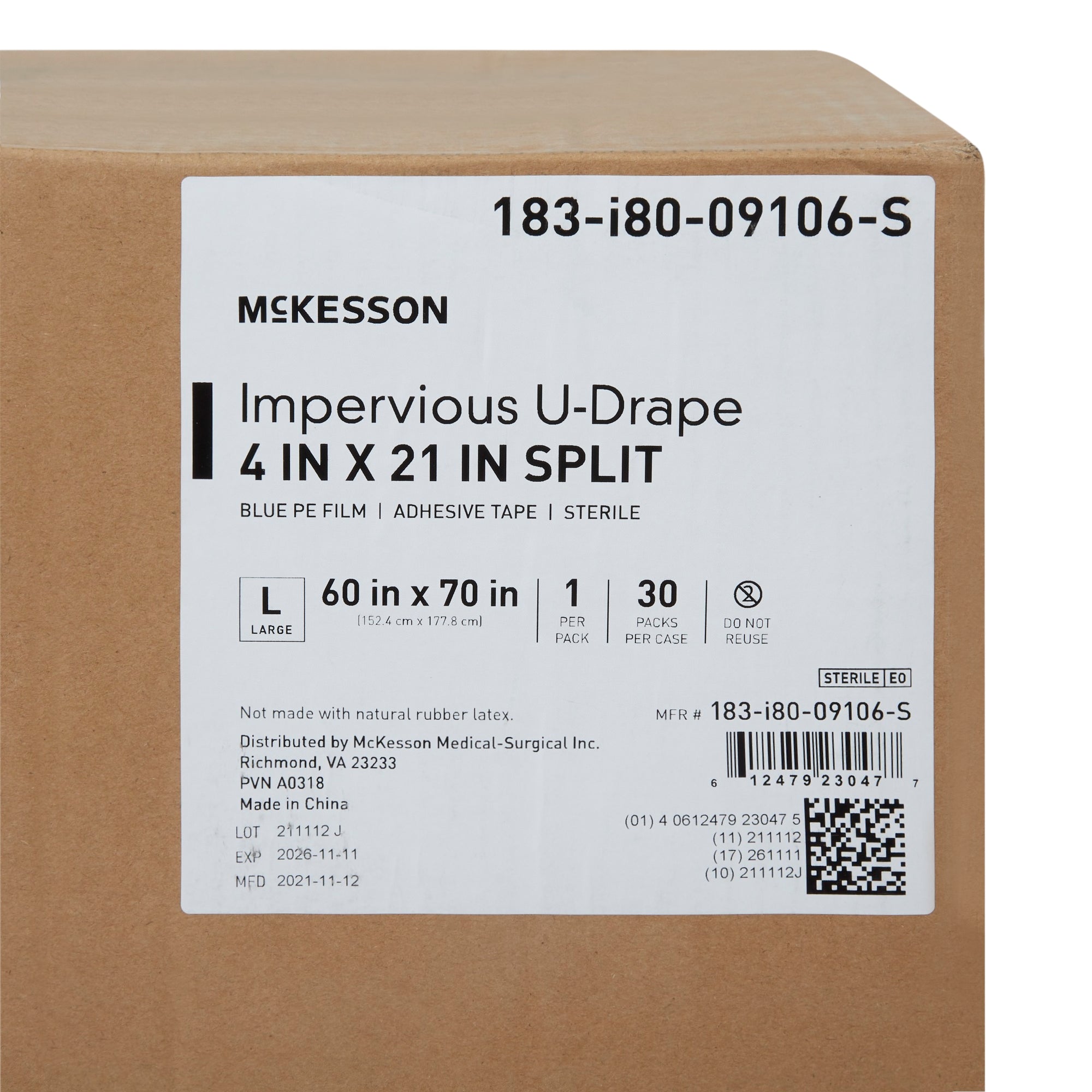 Orthopedic Drape McKesson Impervious U-Drape 60 W X 70 L Inch Sterile, Packaging Type- Case