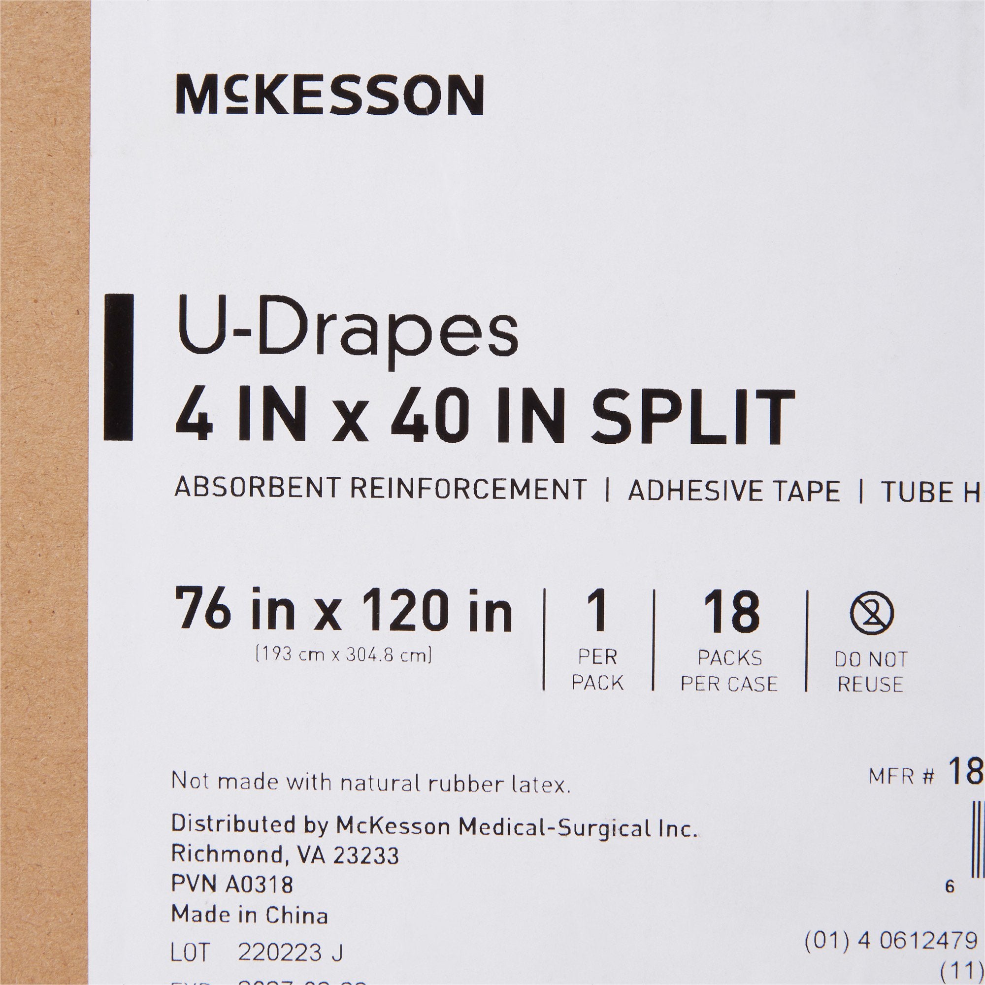 Orthopedic Drape McKesson U-Drape with Split 76 W X 120 L Inch Sterile, Packaging Type- Case