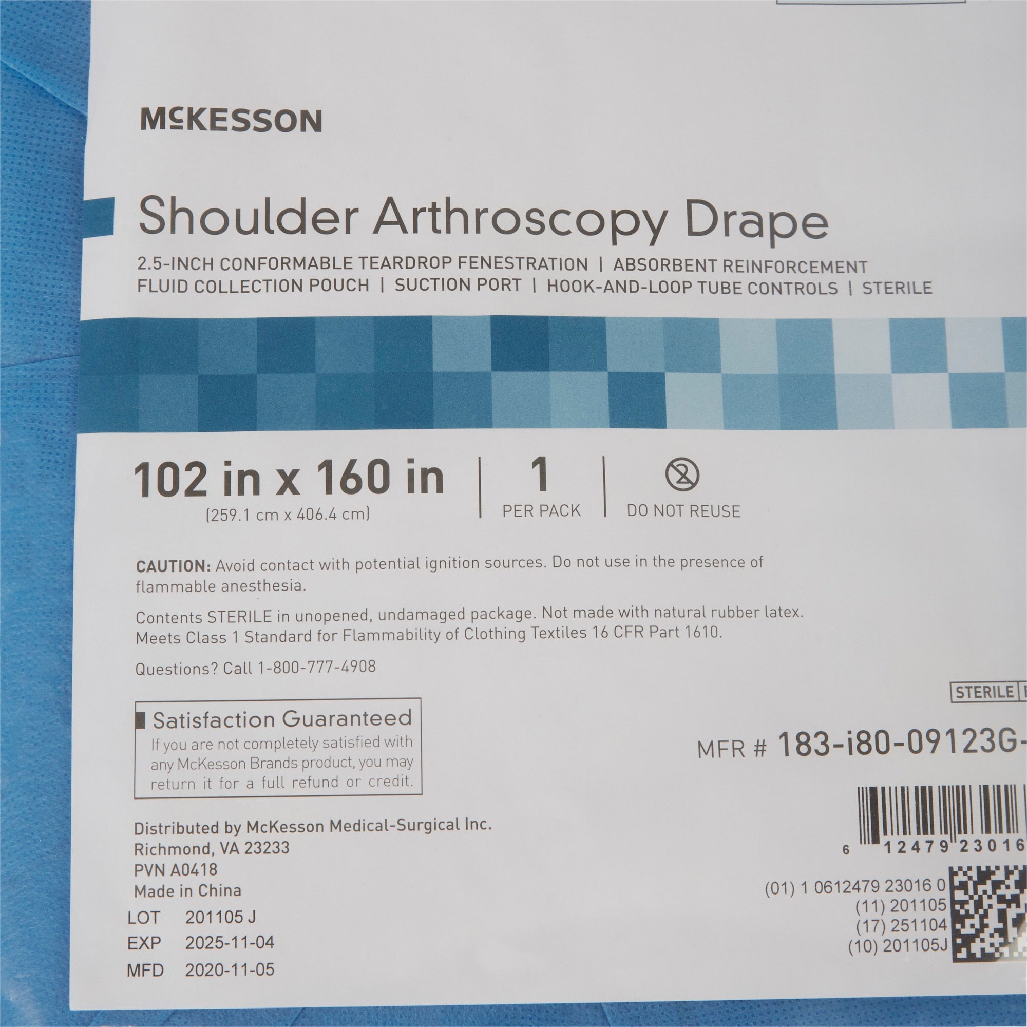 Orthopedic Drape McKesson Shoulder Arthroscopy Drape 102 W X 160 L Inch Sterile, Packaging Type - Packet