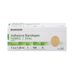 Adhesive Strip McKesson 1 X 1-1/4 Inch Fabric Oval Tan Sterile, Packaging Type- Case