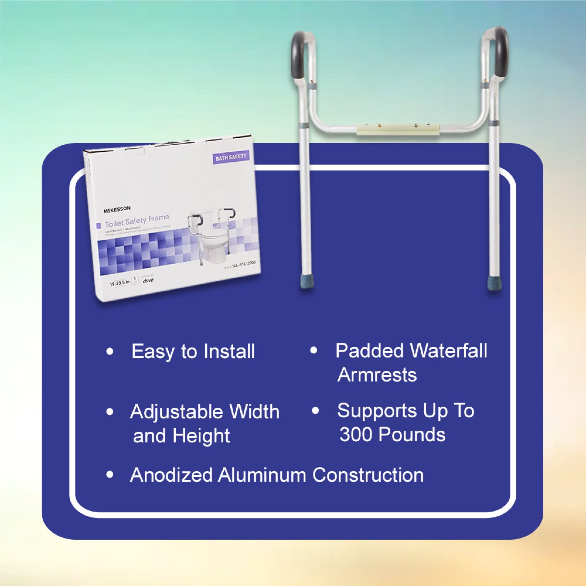 Toilet Safety Rail McKesson Gray Aluminum, Packaging Type- Case