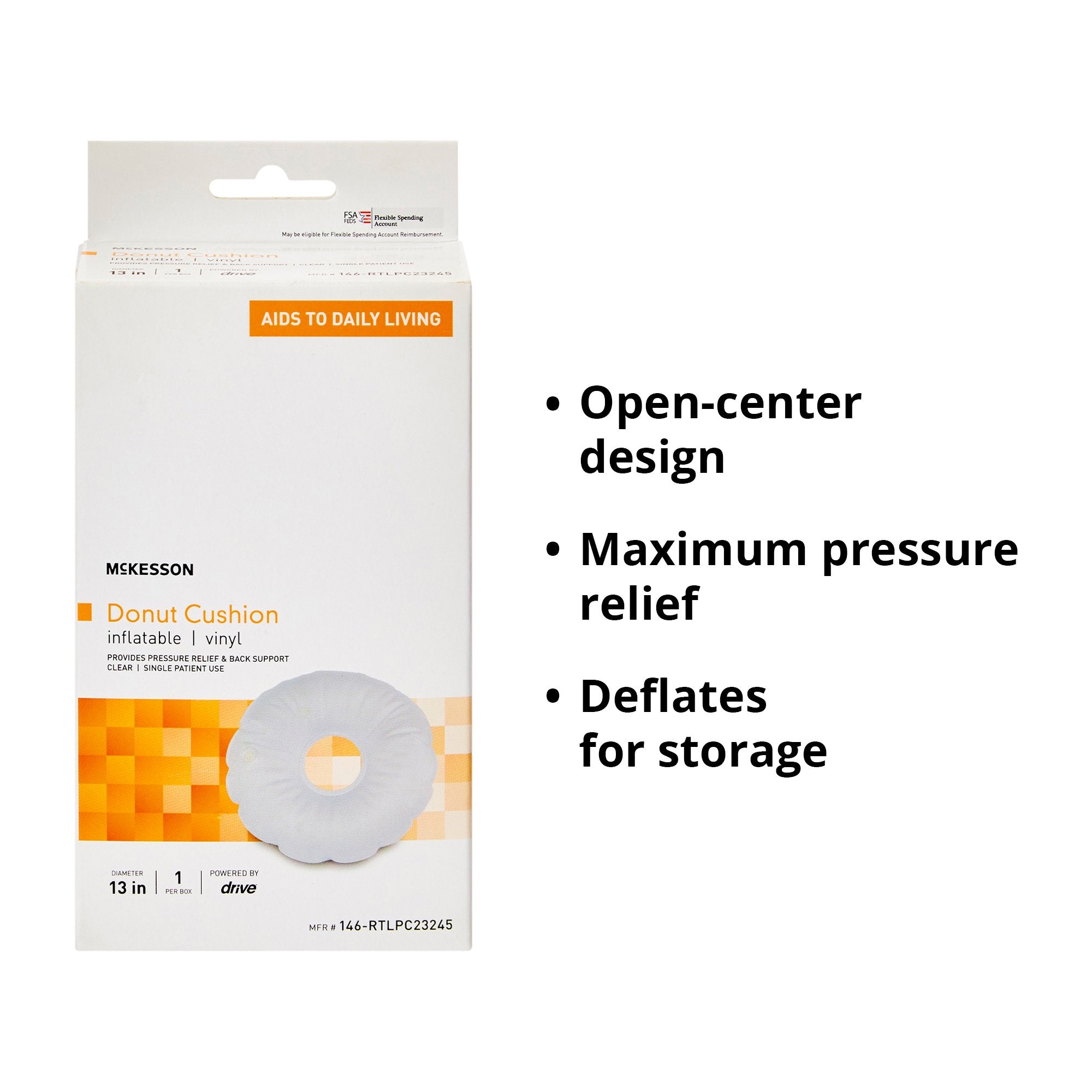 Donut Seat Cushion McKesson 13 Inch Diameter X 3 D Inch Vinyl, Packaging Type- Case