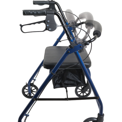 Drive Medical Aluminium Rollator For Seniors and Elders, Wheel size 7.5 inch With height of the handles from 31.5 to 35.5 inches, Weight Capacity 300lbs Blue Color ,Foldable, 11037C