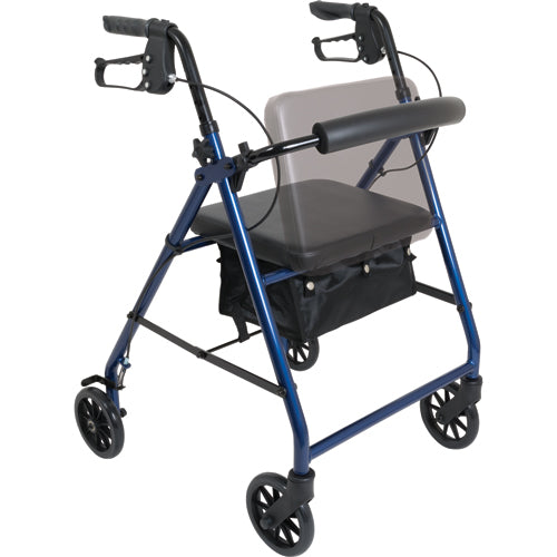 Drive Medical Aluminium Rollator For Seniors and Elders, Wheel size 7.5 inch With height of the handles from 31.5 to 35.5 inches, Weight Capacity 300lbs Blue Color ,Foldable, 11037C