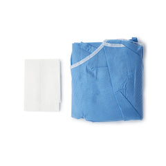 Non-Reinforced Surgical Gown with Towel McKesson Medium Blue Sterile AAMI Level 3 Disposable, Packaging Type- Case
