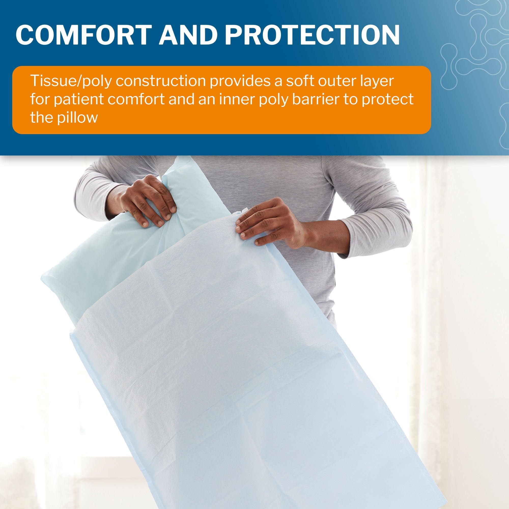 Pillowcase McKesson Standard Blue Disposable, Packaging Type- Case