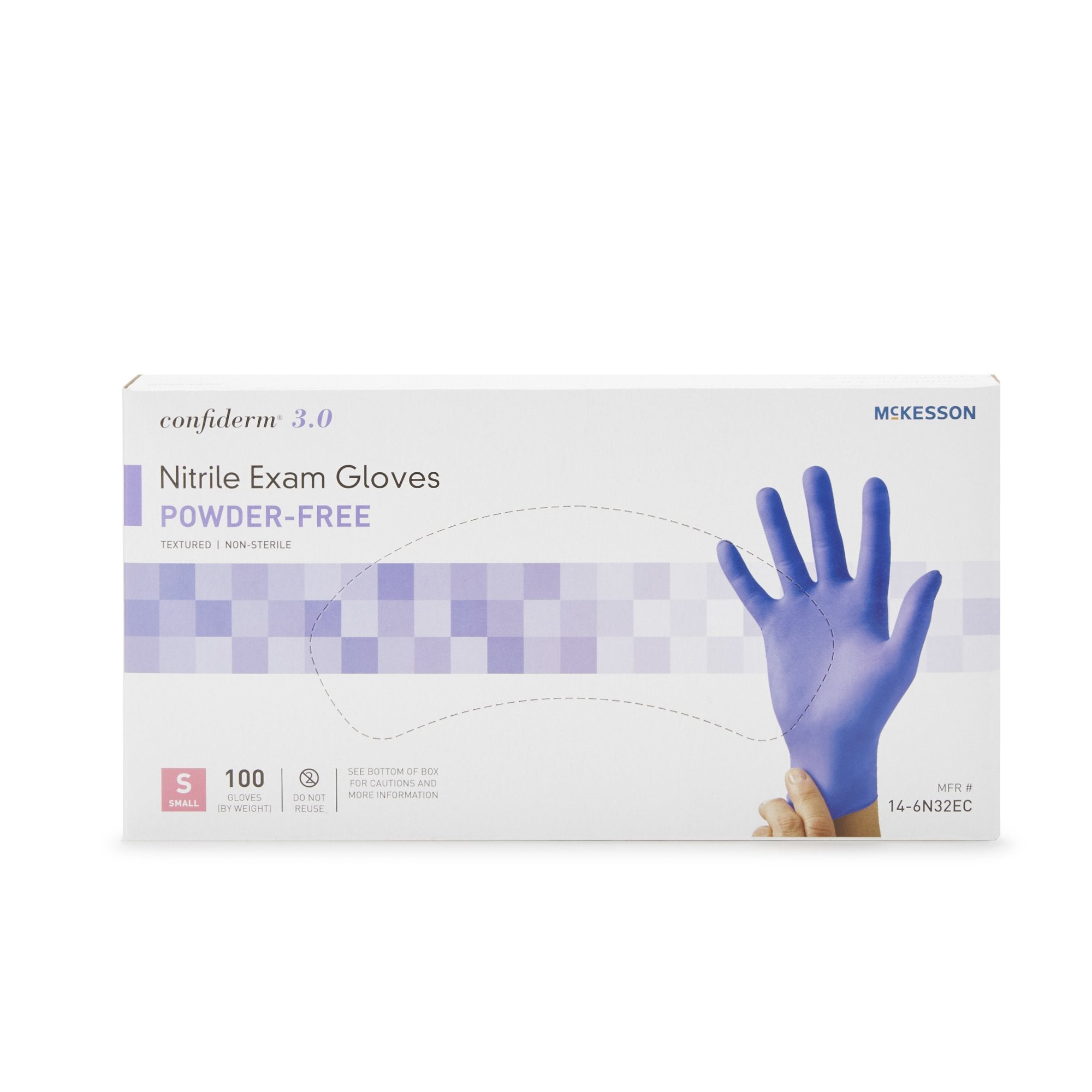 Exam Glove McKesson Confiderm 3.0 Small NonSterile Nitrile Standard Cuff Length Textured Fingertips Blue Not Rated | 10Box/Case