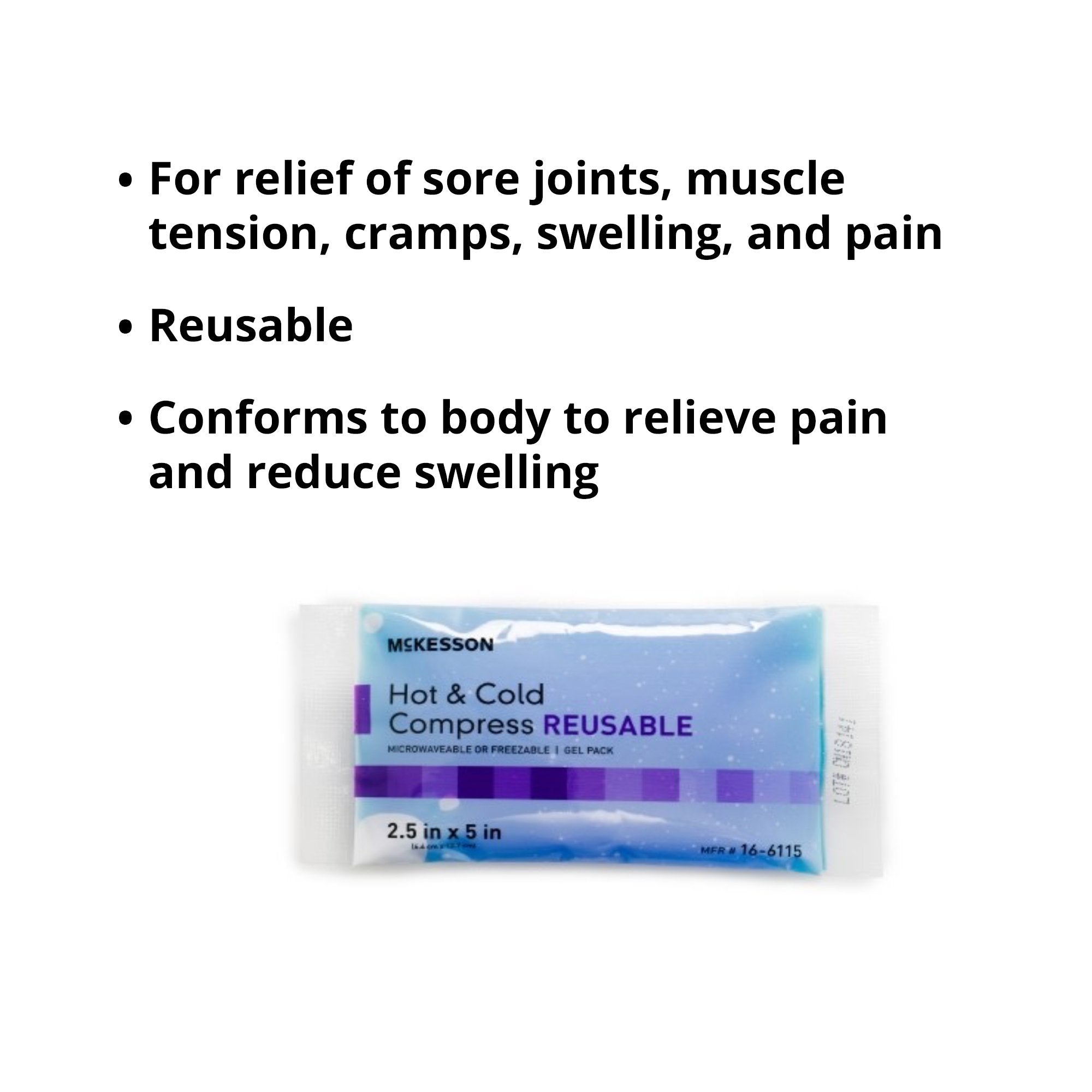 Hot / Cold Pack McKesson General Purpose X-Small 2-1/2 X 5 Inch Gel Reusable, Packaging Type- Case