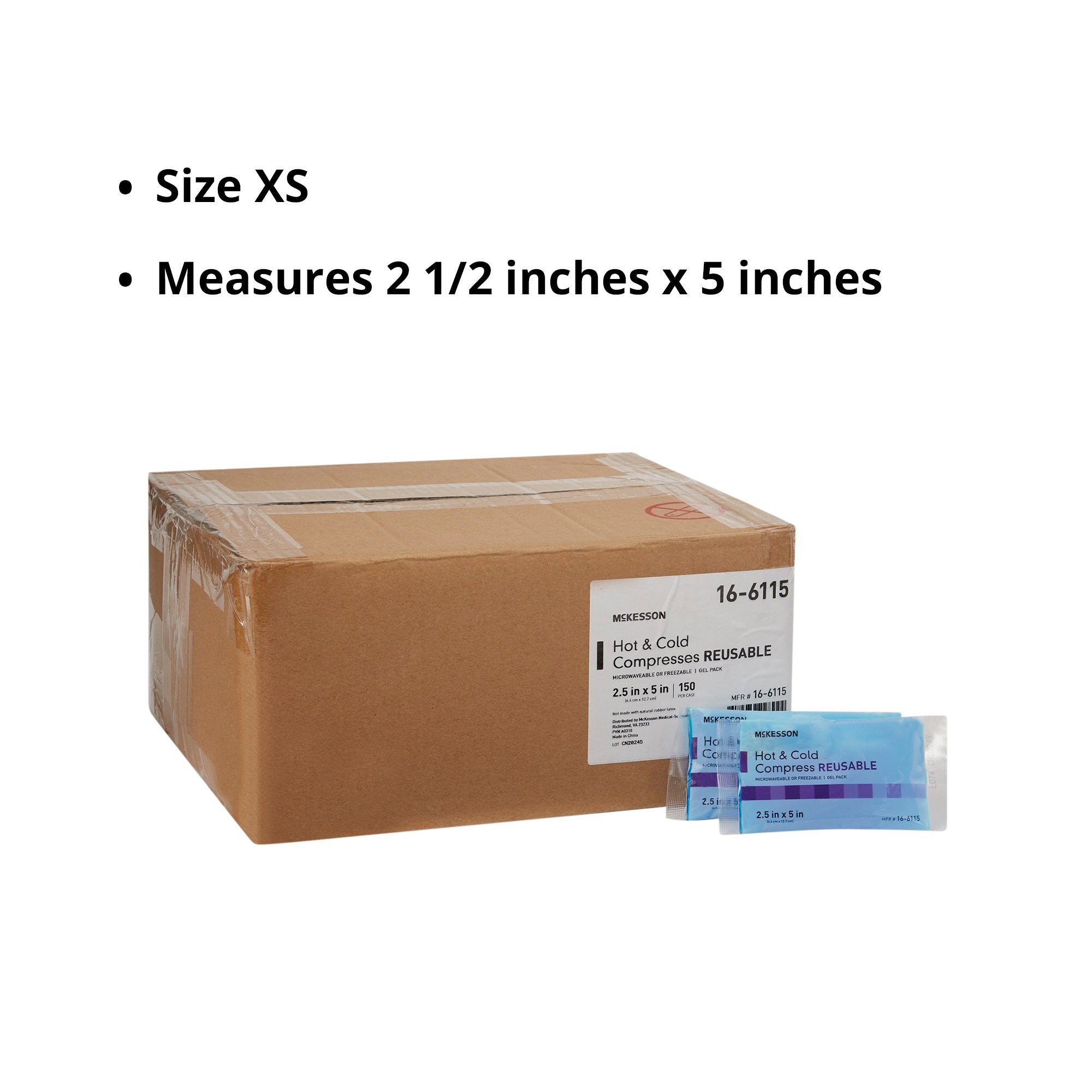 Hot / Cold Pack McKesson General Purpose X-Small 2-1/2 X 5 Inch Gel Reusable, Packaging Type- Case
