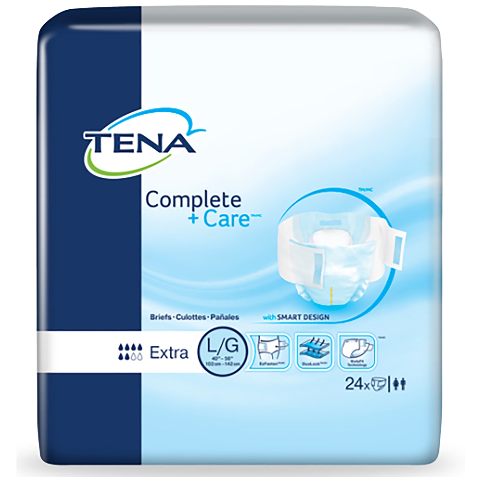 Unisex Adult Incontinence Brief TENA Complete + Care Large Disposable Moderate Absorbency, Packaging Type- Case