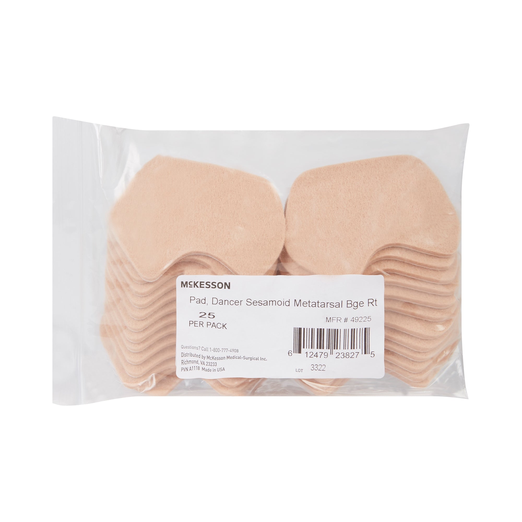 Dancer Sesamoid Pad McKesson Adhesive Right Foot, Packaging Type- Case