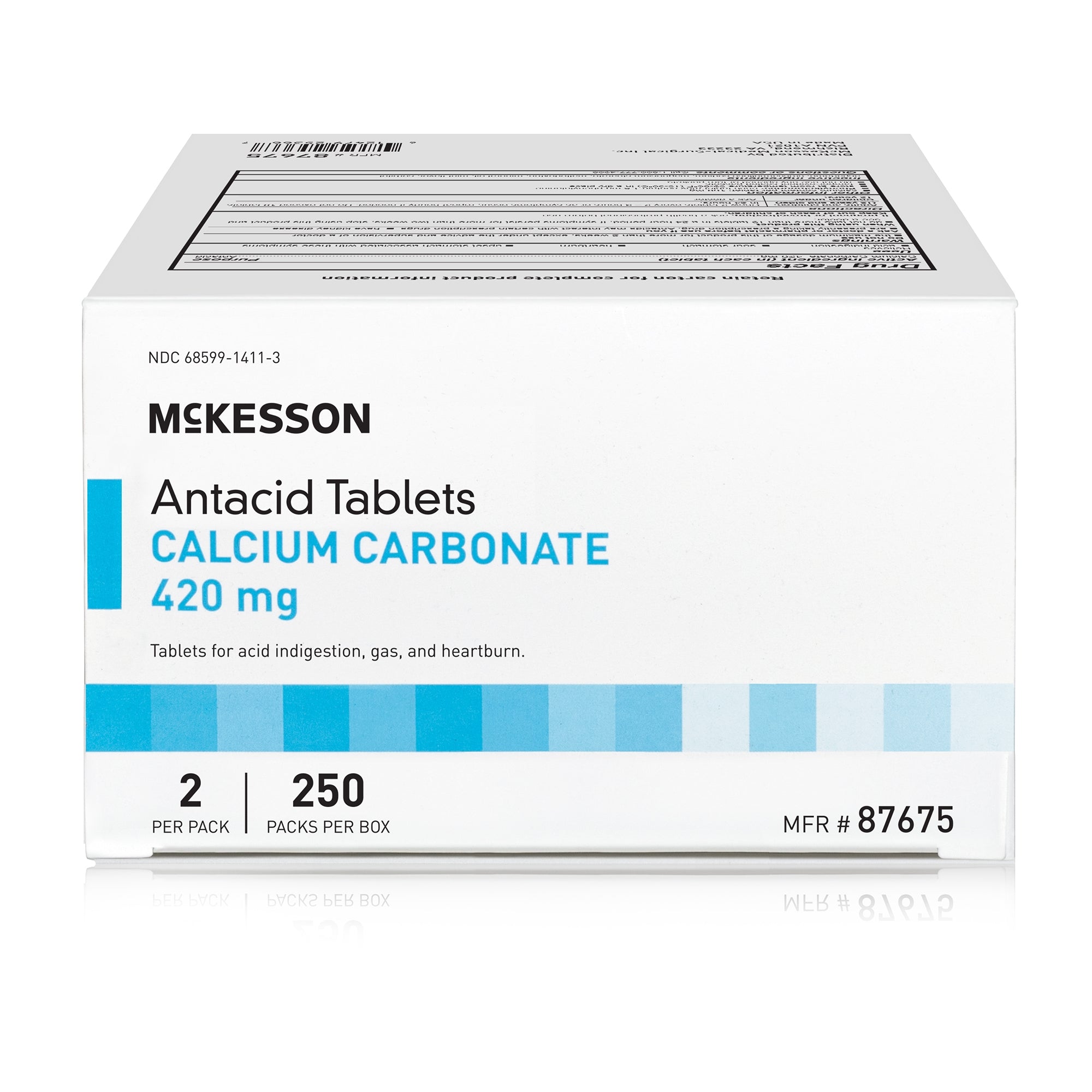 Antacid McKesson Brand 420 mg Strength Tablet 250 Packets per Box, 2 Tablets per Packet