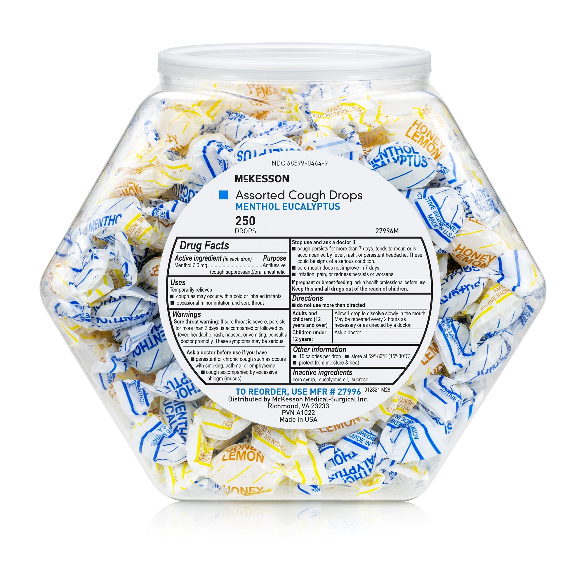 Cold and Cough Relief McKesson Brand 8.6 mg Strength Lozenge 250 per Jar, Packaging Type- Case