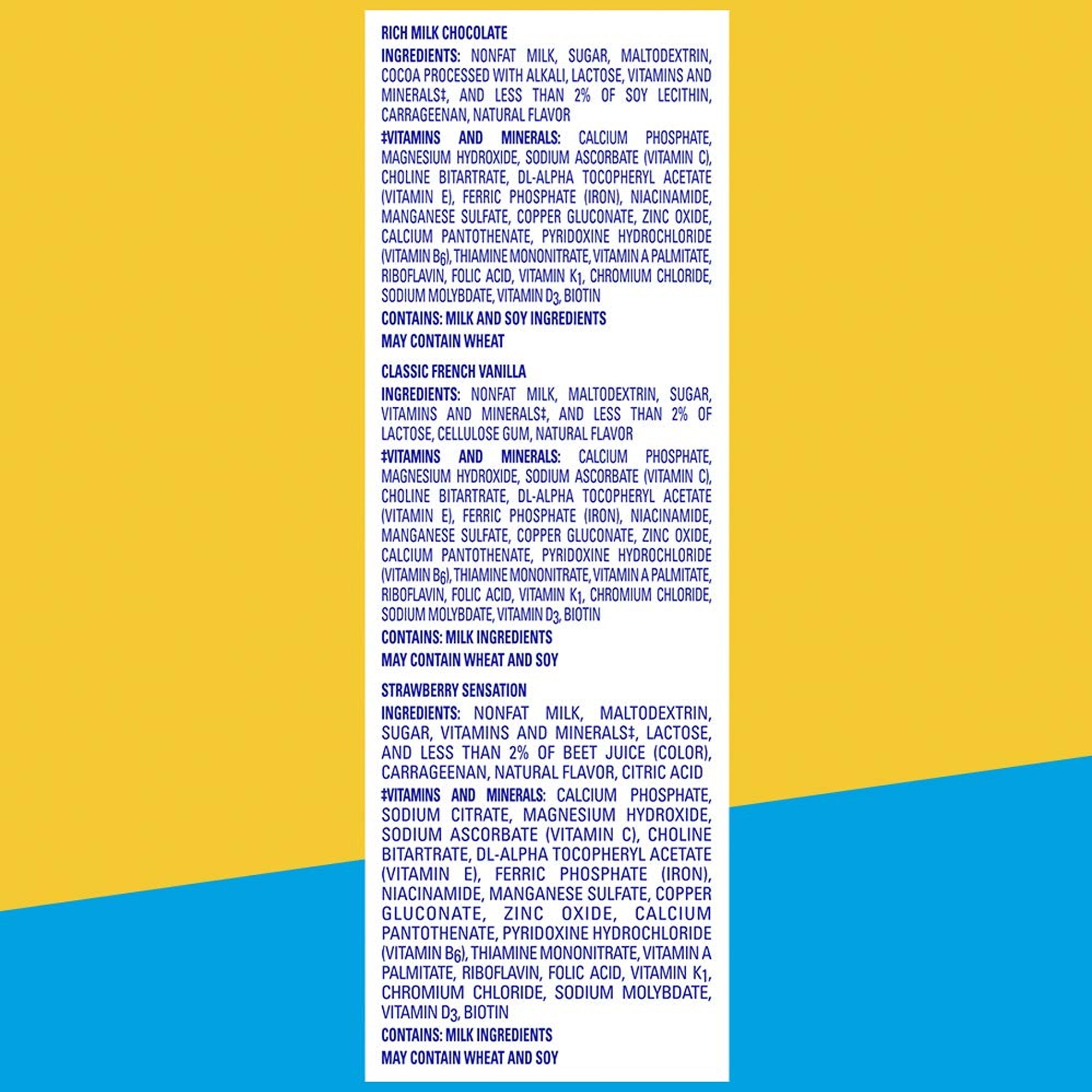 Oral Supplement Carnation Breakfast Essentials Rich Milk Chocolate / Classic French Vanilla / Strawberry Sensation Flavor Powder 1.26 oz. Individual Packet