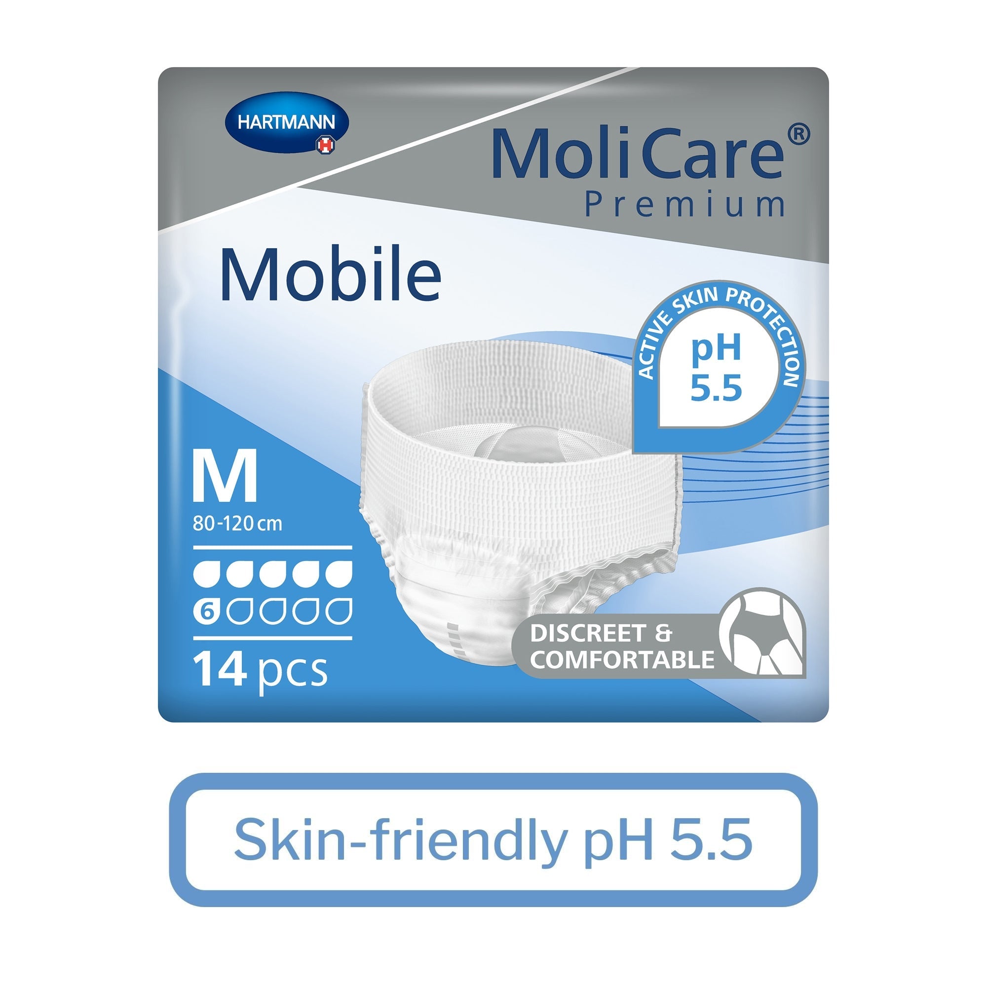 Unisex Adult Absorbent Underwear MoliCare Premium Mobile 6D Pull On with Tear Away Seams Medium Disposable Moderate Absorbency, Packaging Type- Case