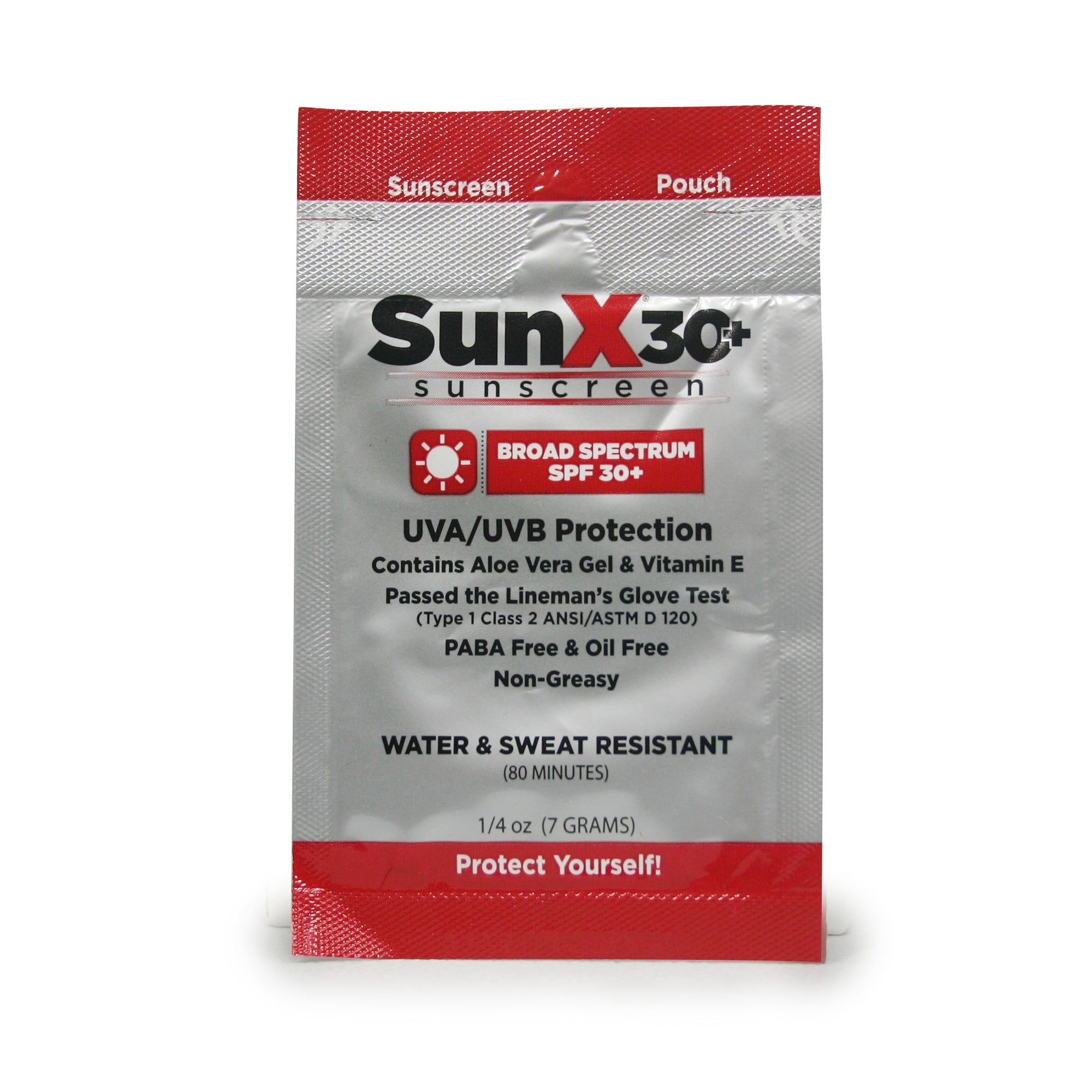 Sunscreen with Dispenser Box SunX 30+ SPF 30 Lotion 1.25 oz. Individual Packet, Packaging Type- Case