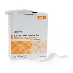 Elastic Net Retainer Dressing McKesson Tubular Elastic 6 Inch X 25 Yard (15.2 cm x 22.9 m) Size 1 White Finger / Toe / Wrist NonSterile, Packaging Type- Case