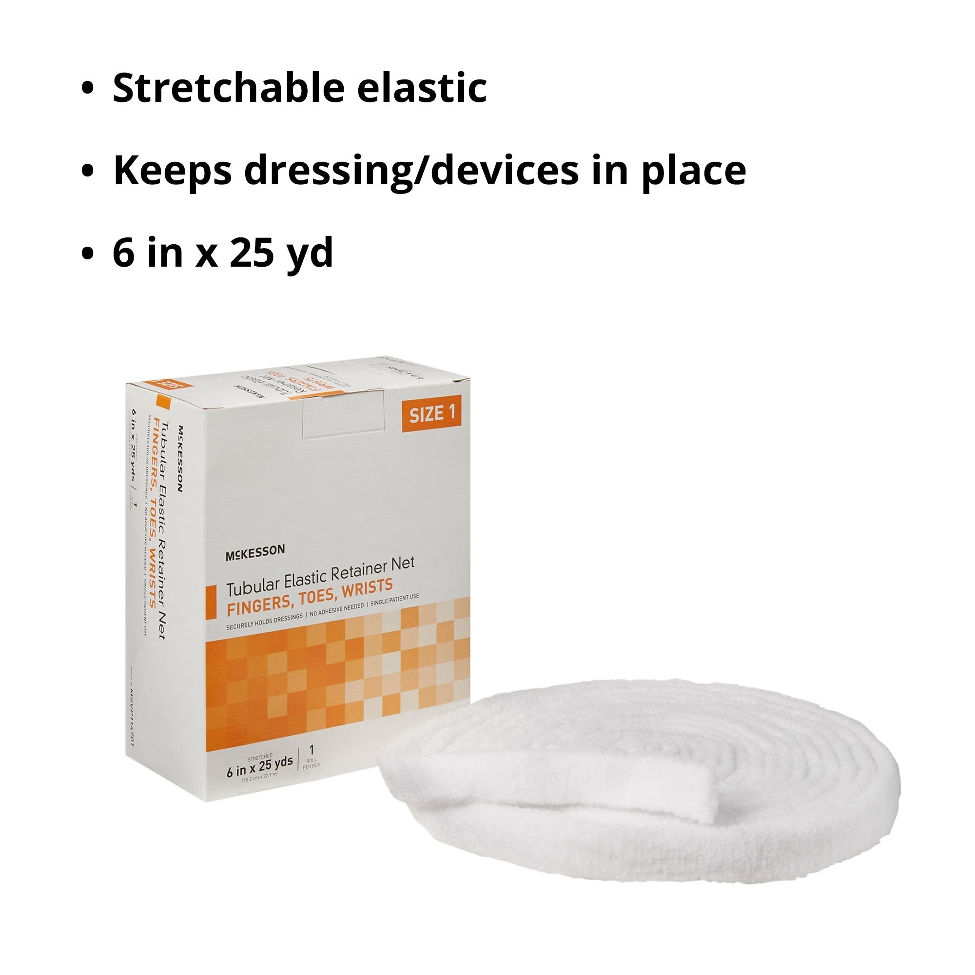 elastic net retainer dressing mckesson tubular elastic 6 inch x 25 yard 15 2 cm x 22 9 m size 1 white finger toe wrist nonsterile packaging type box