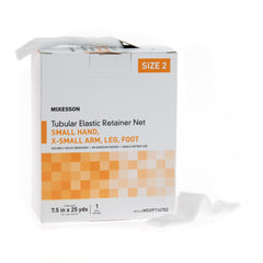 Elastic Net Retainer Dressing McKesson Tubular Elastic 7-1/2 Inch X 25 Yard (19.1 cm X 22.9 m) Size 2 White Small Hand / X-Small Arm / Leg / Foot NonSterile, Packaging Type- Case