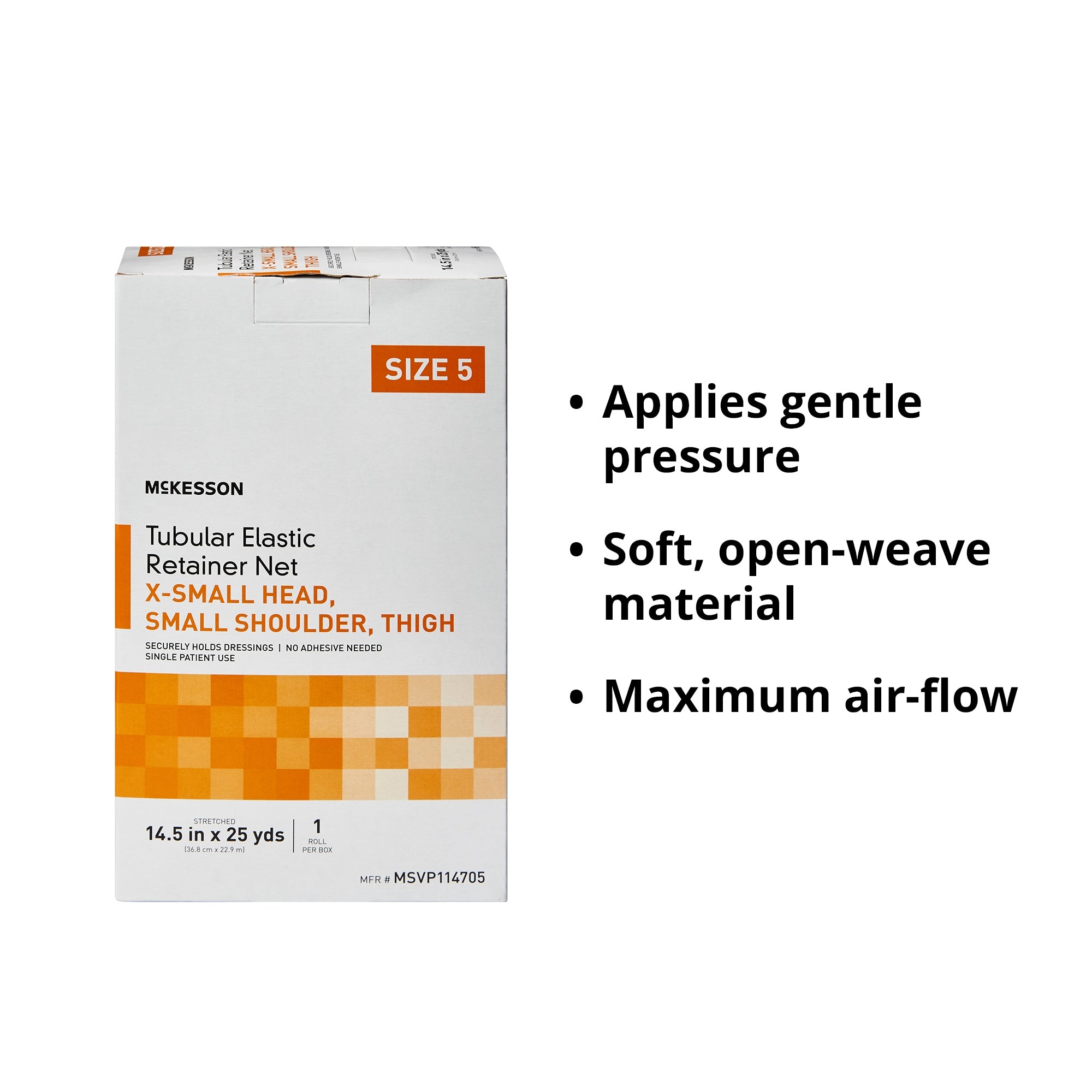 Elastic Net Retainer Dressing McKesson Tubular Elastic 18-1/2 Inch X 25 Yard (47 cm X 22.9 m) Size 6 White Small Head / Medium Shoulder / Thigh NonSterile