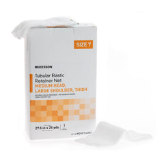 Elastic Net Retainer Dressing McKesson Tubular Elastic 27-1/2 Inch X 25 Yard (69.9 cm X 22.9 m) Size 7 White Medium Head / Large Shoulder / Thigh NonSterile, Packaging Type- Case