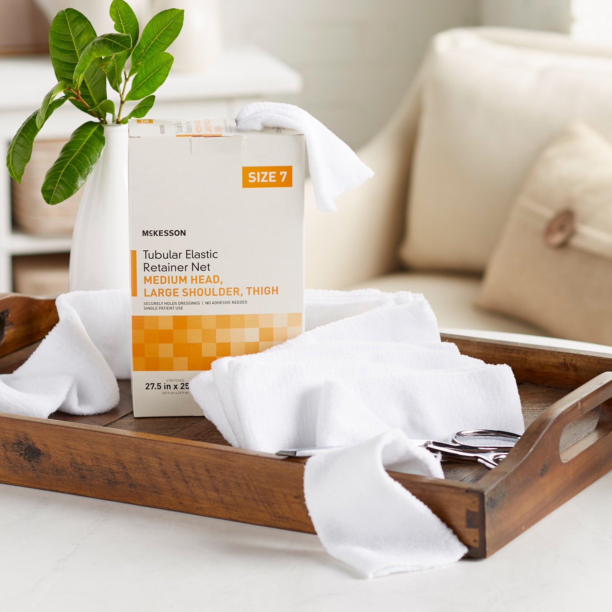 elastic net retainer dressing mckesson tubular elastic 27 1 2 inch x 25 yard 69 9 cm x 22 9 m size 7 white medium head large shoulder thigh nonsterile packaging type box