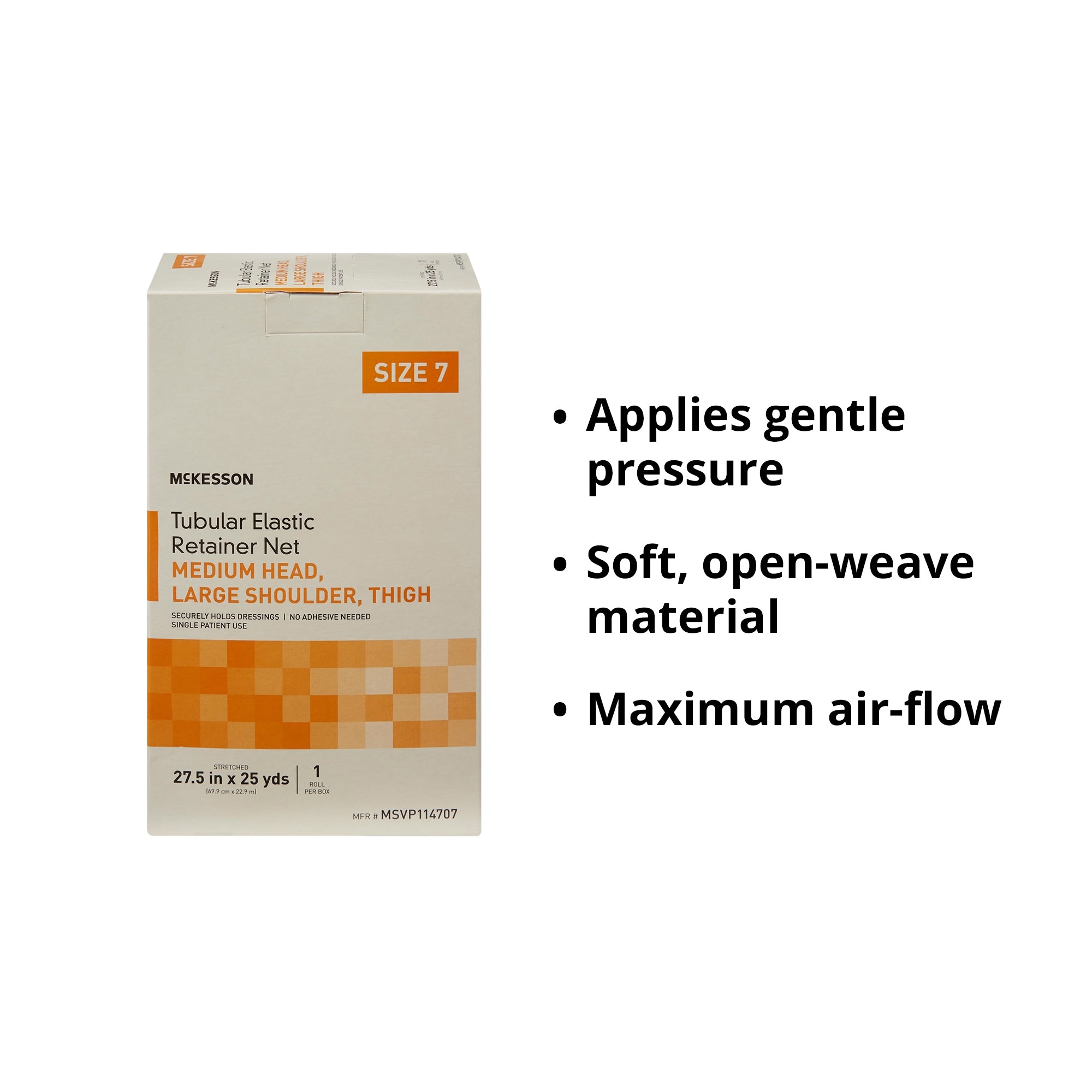 elastic net retainer dressing mckesson tubular elastic 27 1 2 inch x 25 yard 69 9 cm x 22 9 m size 7 white medium head large shoulder thigh nonsterile packaging type box