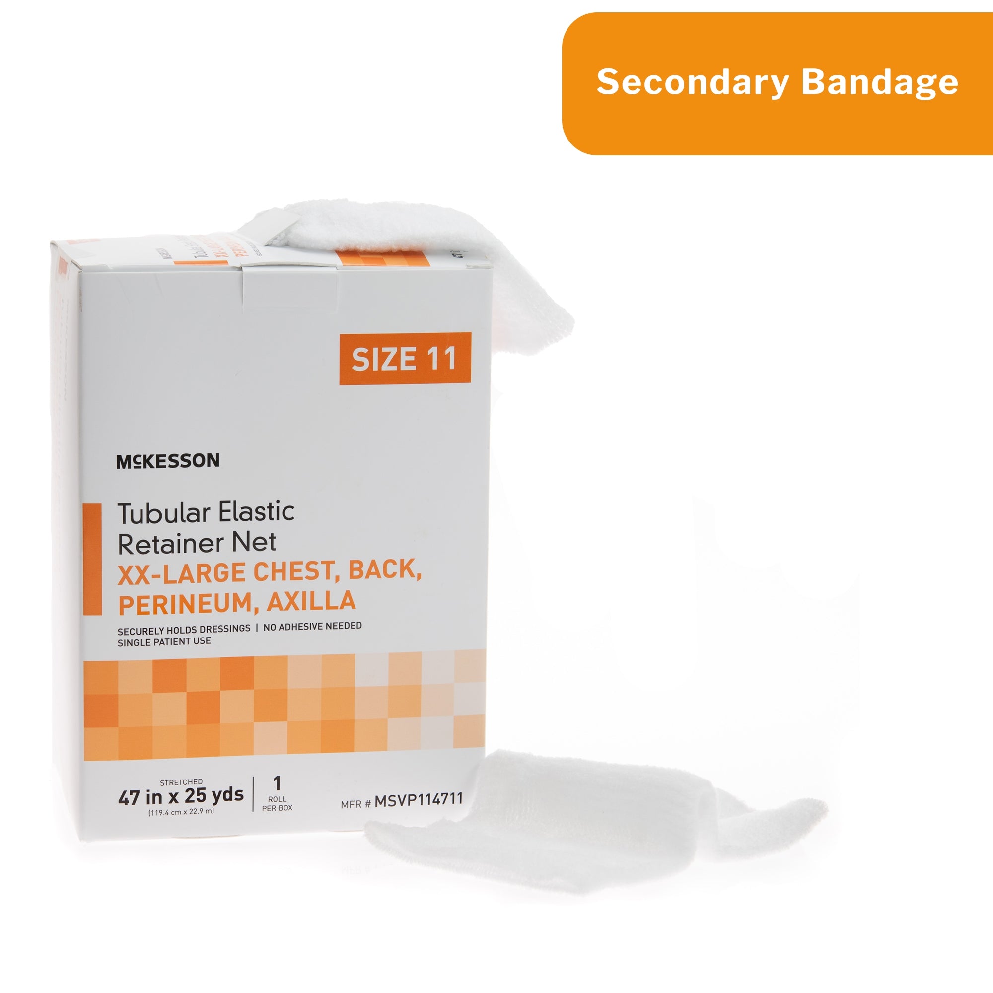 Elastic Net Retainer Dressing McKesson Tubular Elastic 47 Inch X 25 Yard (119.4 cm X 22.9 m) Size 11 White 2X-Large Chest / Back / Perineum / Axilla NonSterile