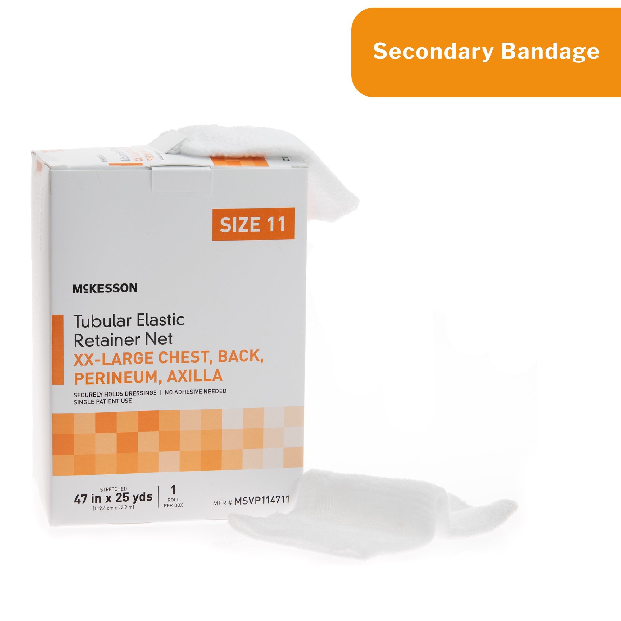 Elastic Net Retainer Dressing McKesson Tubular Elastic 47 Inch X 25 Yard (119.4 cm X 22.9 m) Size 11 White 2X-Large Chest / Back / Perineum / Axilla NonSterile, Packaging Type- Case