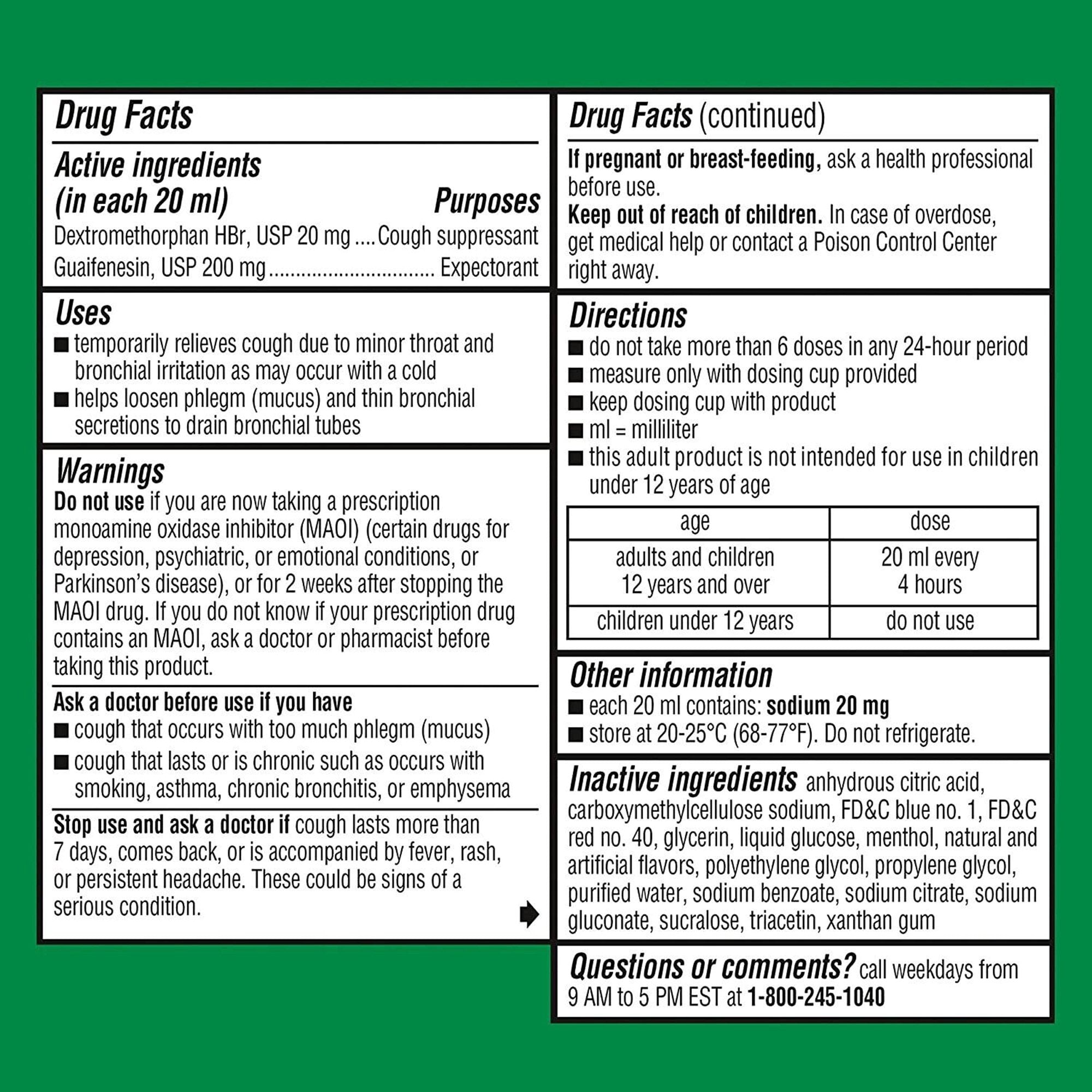 Robitussin Alivio del resfriado y la tos 200 mg - 10 mg / 5 mL Líquido de concentración 4 oz., Tipo de empaque: Cada uno