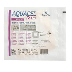 Foam Dressing Aquacel 6 X 6 Inch With Border Waterproof Film Backing Silicone Adhesive Square Sterile, Packaging Type- Each