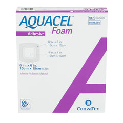 Foam Dressing Aquacel 6 X 6 Inch With Border Waterproof Film Backing Silicone Adhesive Square Sterile, Packaging Type- Each