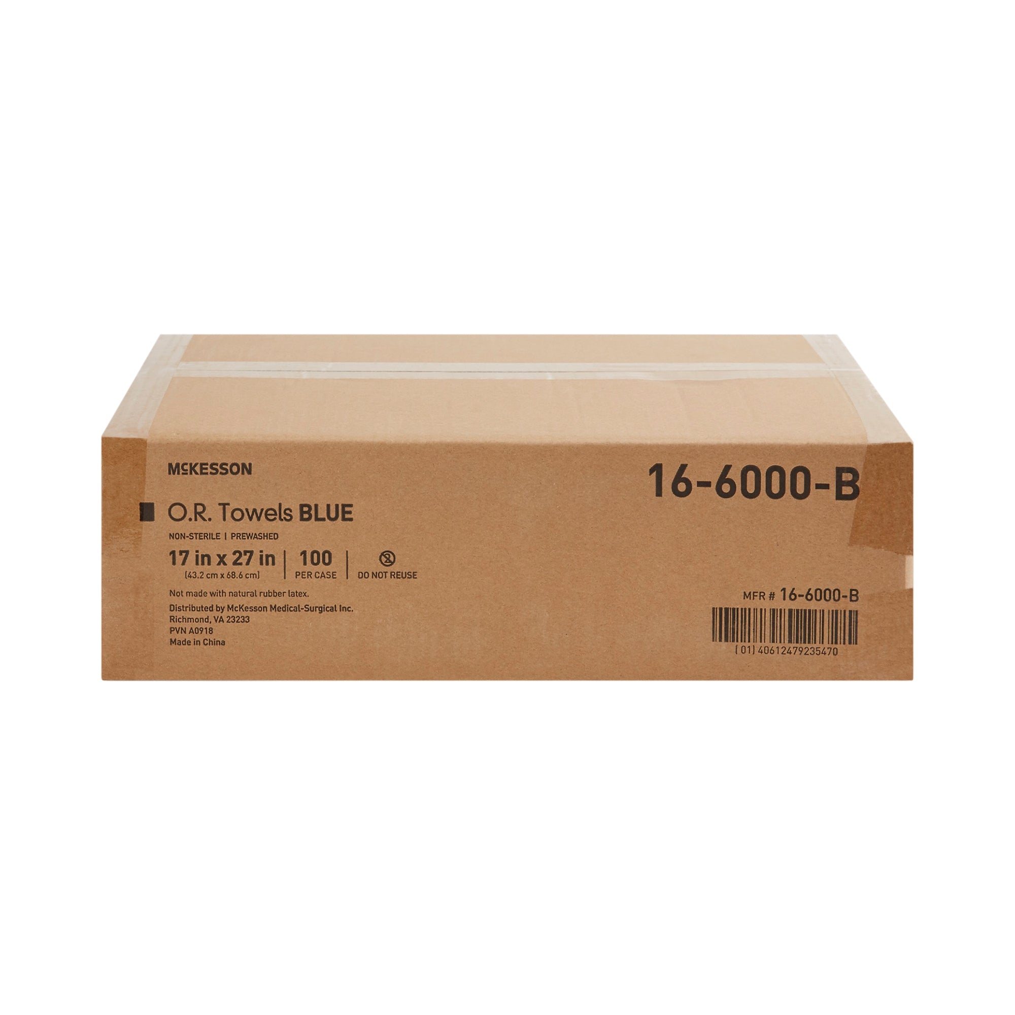 O.R. Towel McKesson 17 W X 27 L Inch Blue NonSterile, Packaging Type- Case