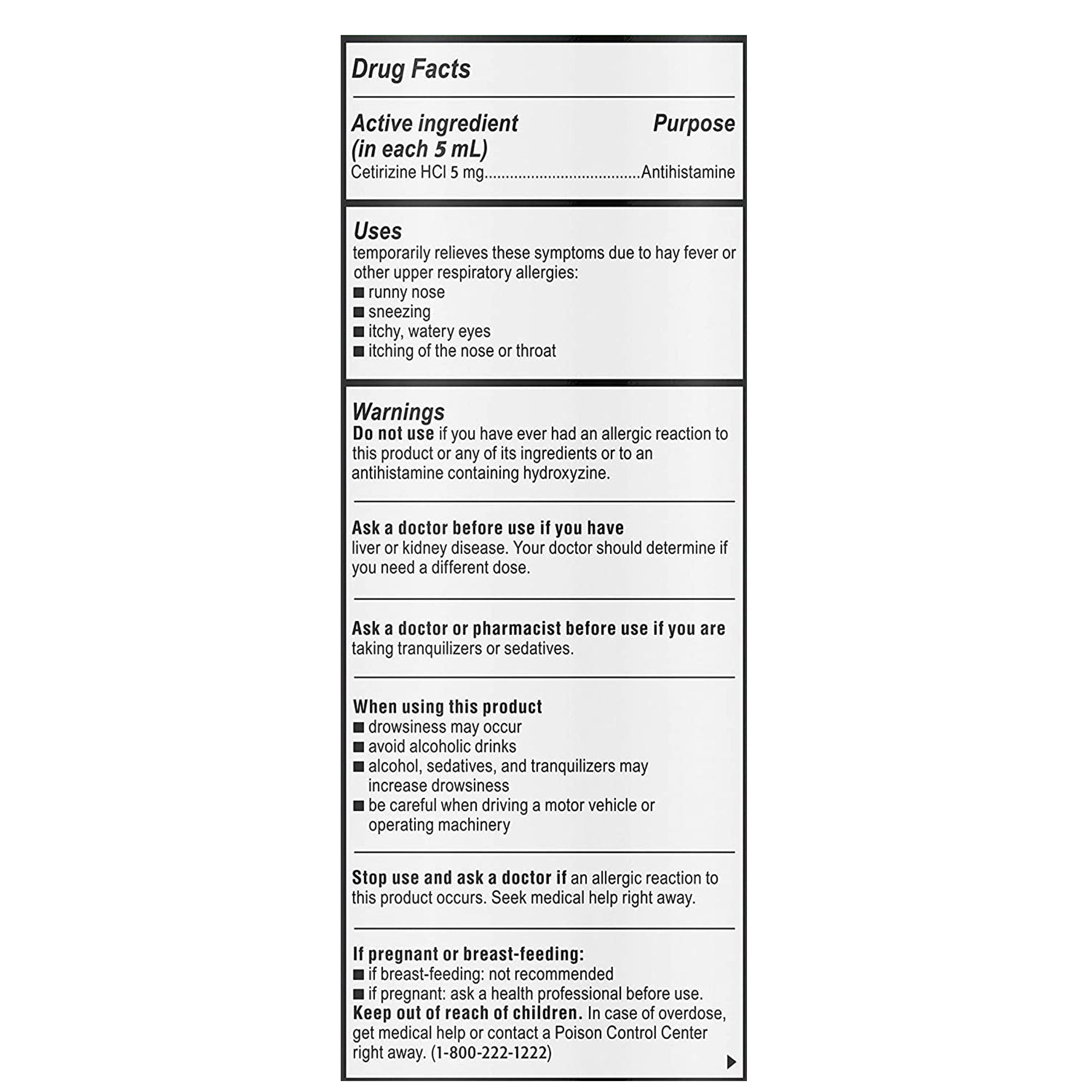 Children's Allergy Relief Children's Zyrtec 1 mg / 1 mL Strength Syrup 4 oz.,Packaging Type- Each