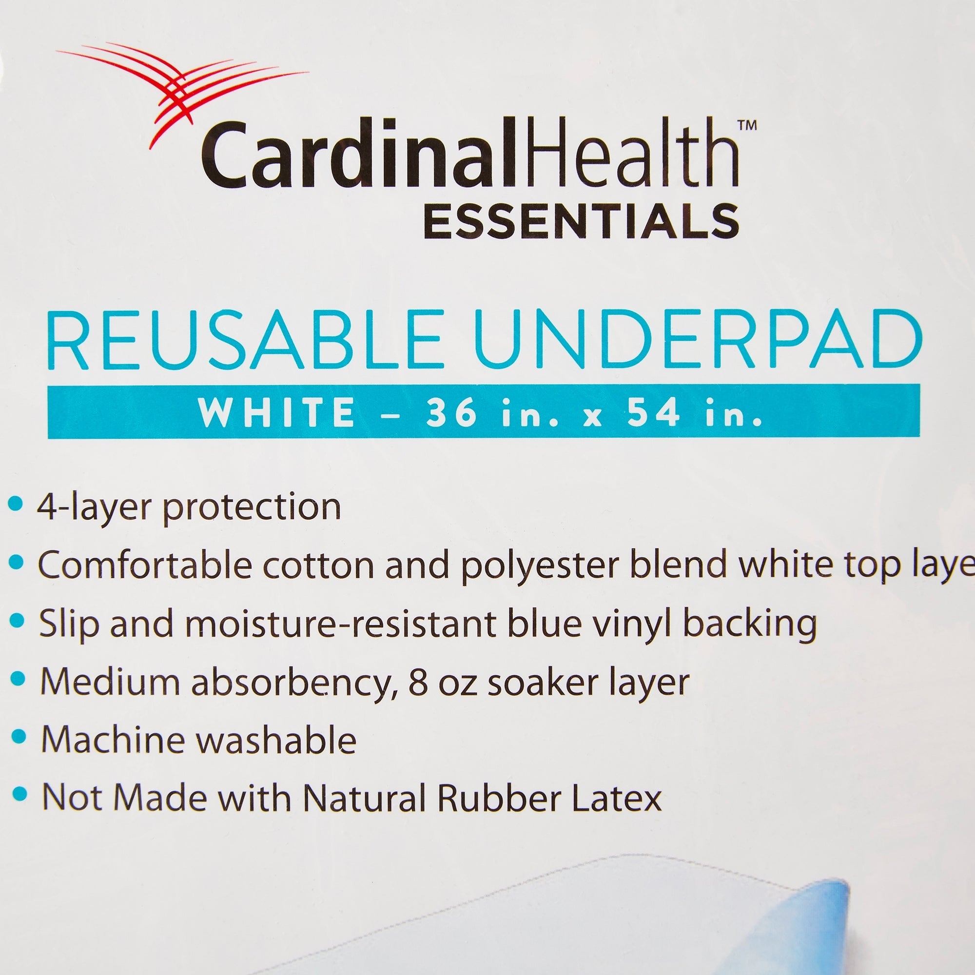 Reusable Underpad Cardinal Health Essentials 36 X 54 Inch Polyester / Rayon Moderate Absorbency,Packaging Type- Each