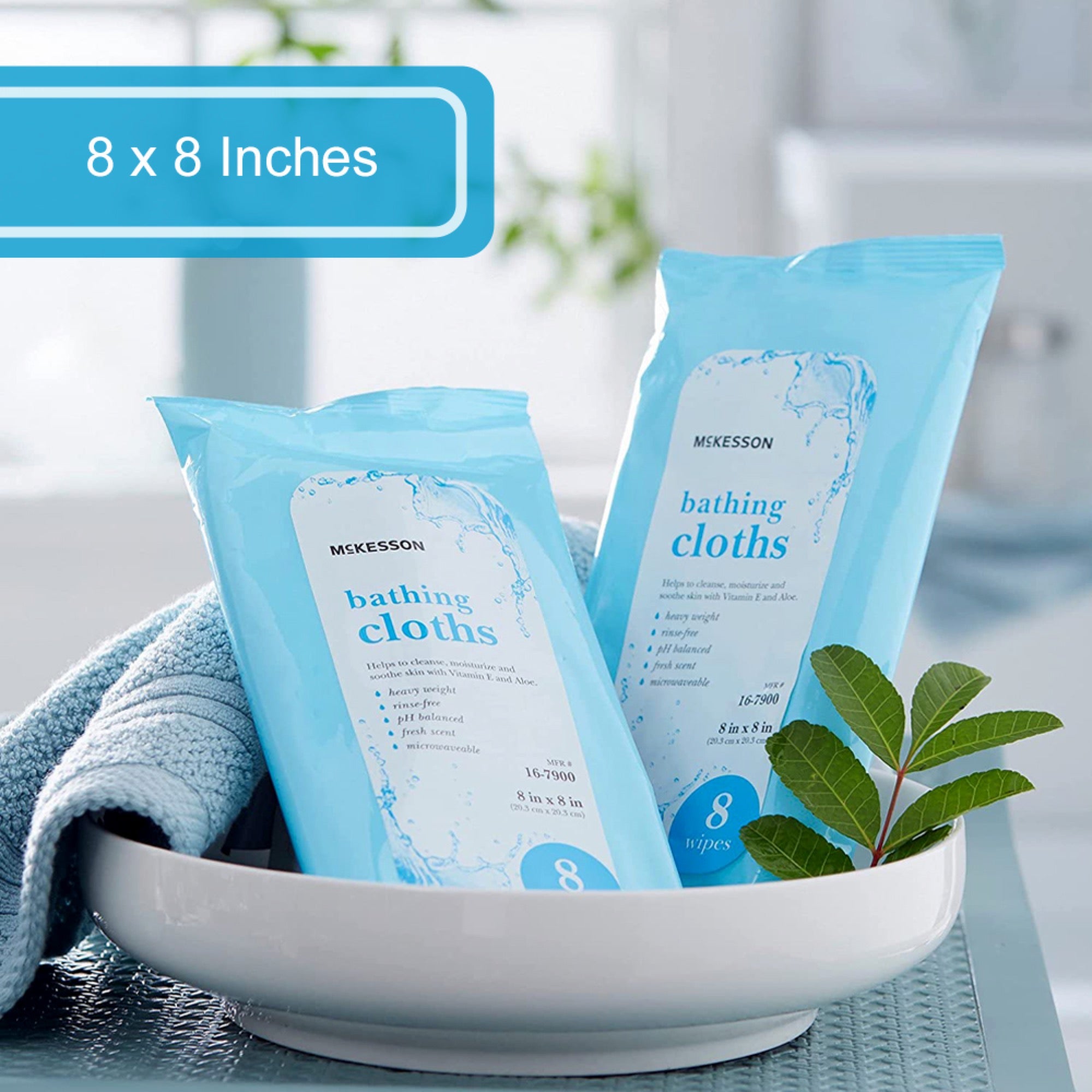 Rinse-Free Bath Wipe McKesson Soft Pack Scented 8 Count, Packaging Type- Case